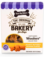 Three Dog Bakery Three Dog Bakery Grain Free Woofers Peanut Butter & Banana Dog Treats  - 13 oz