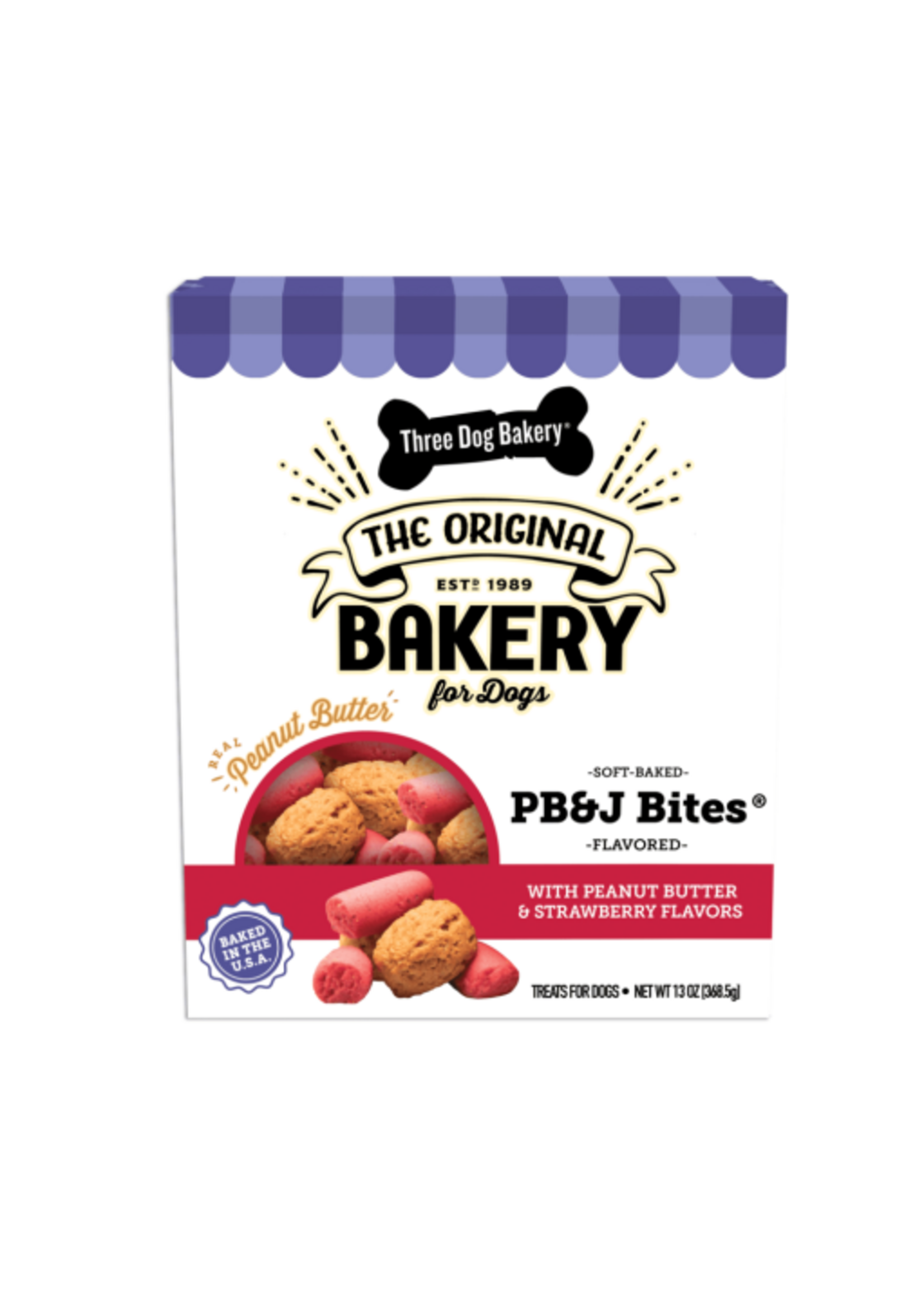 Three Dog Bakery Three Dog Bakery PB&J Bites Peanut Butter & Strawberry Soft Dog Treats - 13 oz
