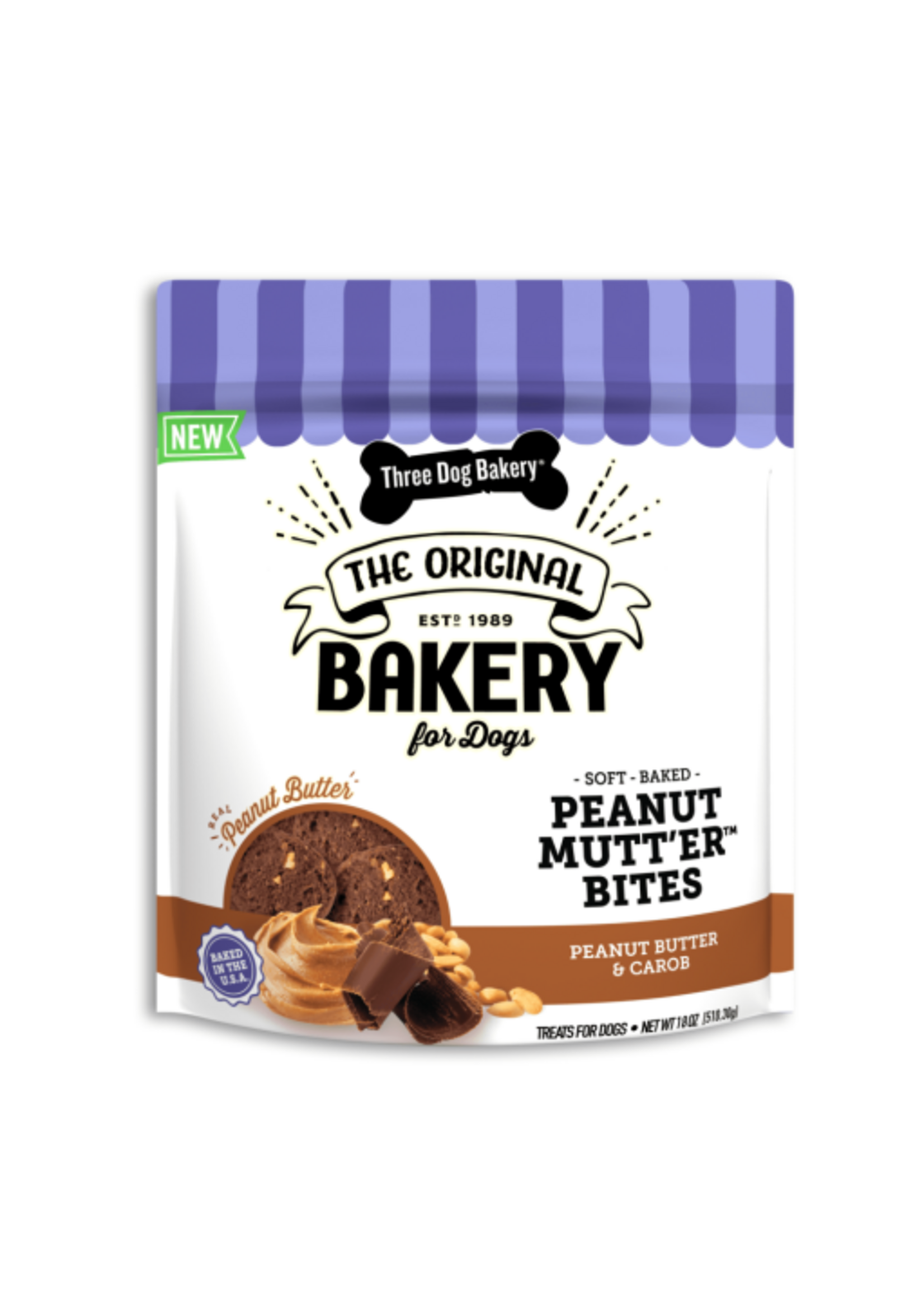 Three Dog Bakery Three Dog Bakery Peanut Mutt'er Bites Peanut Butter Cookies Soft Dog Treats - 18 oz