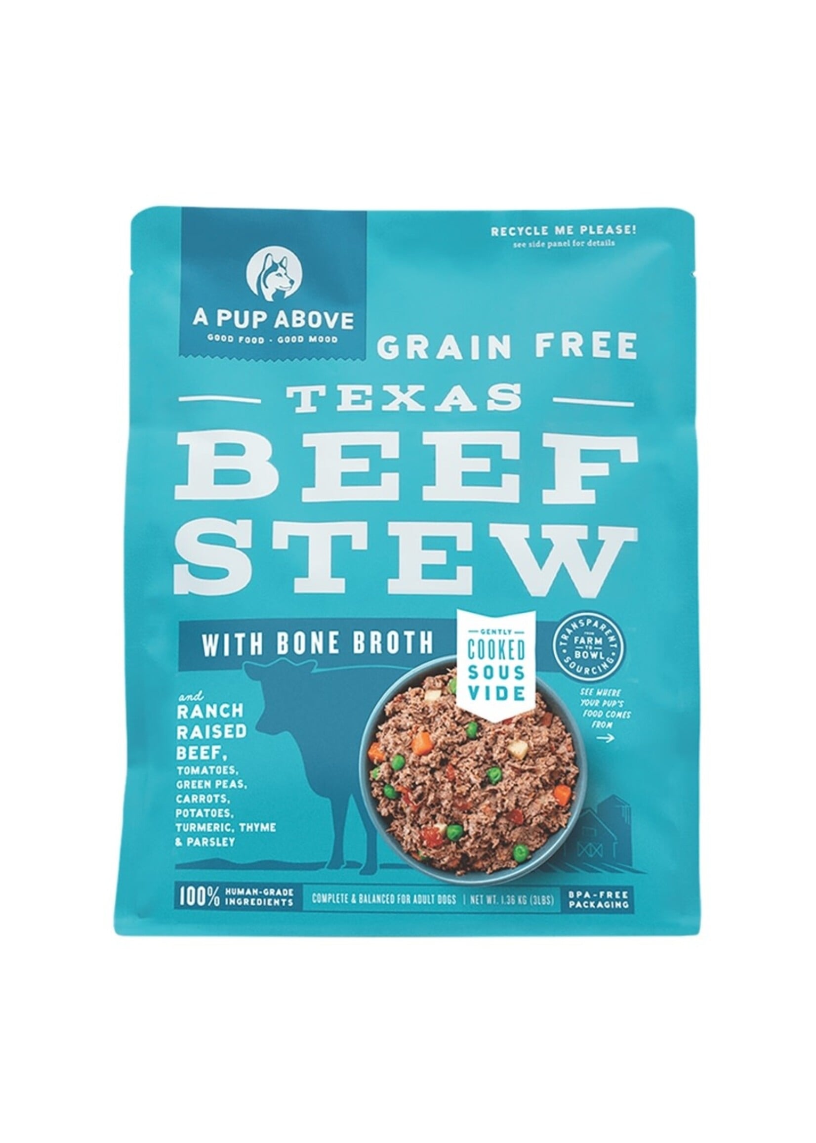 A Pup Above Frozen Dog Food - Texas Beef Stew - 3 lb