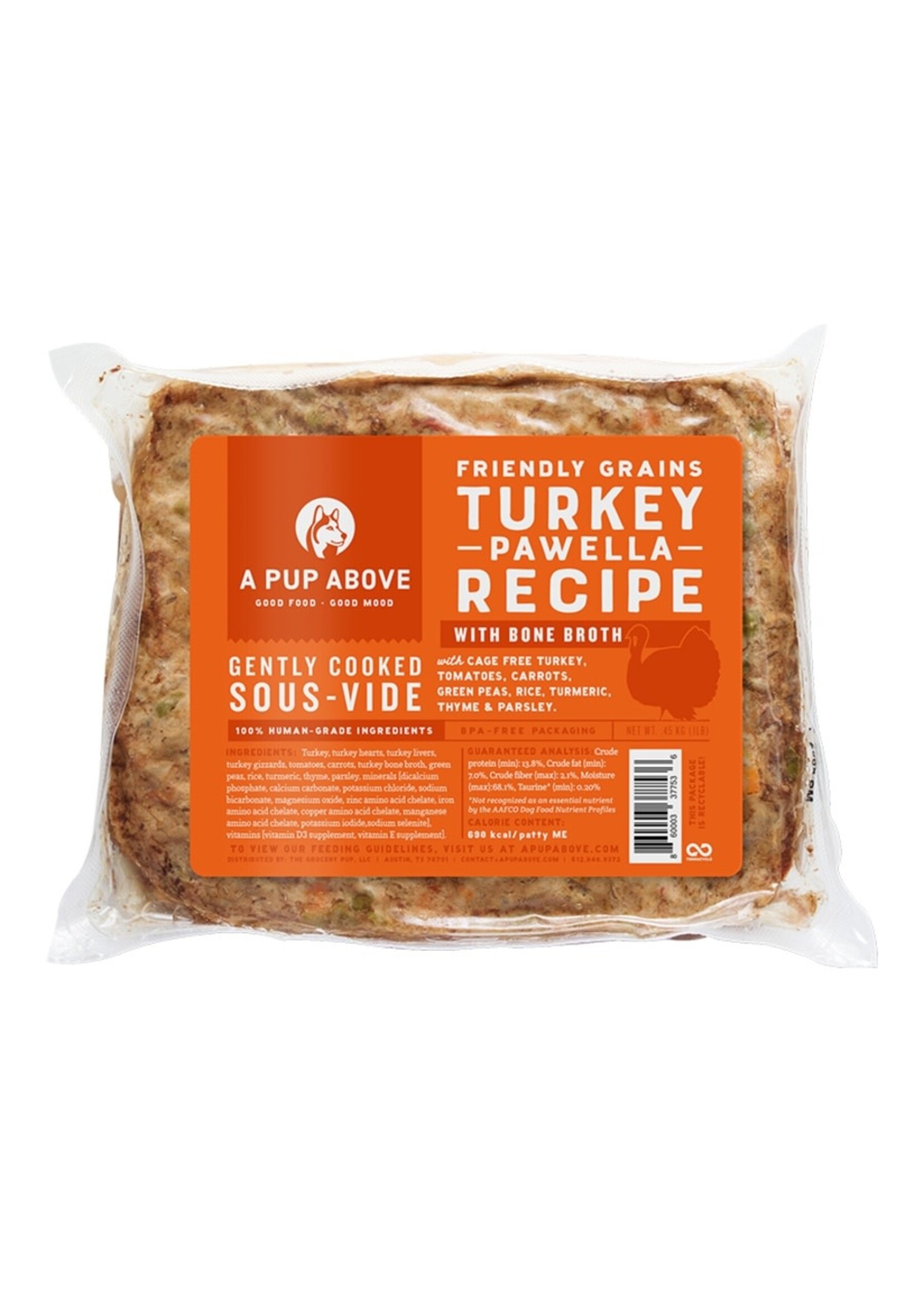 A Pup Above Frozen Dog Food - Turkey Pawella Recipe - 1 lb