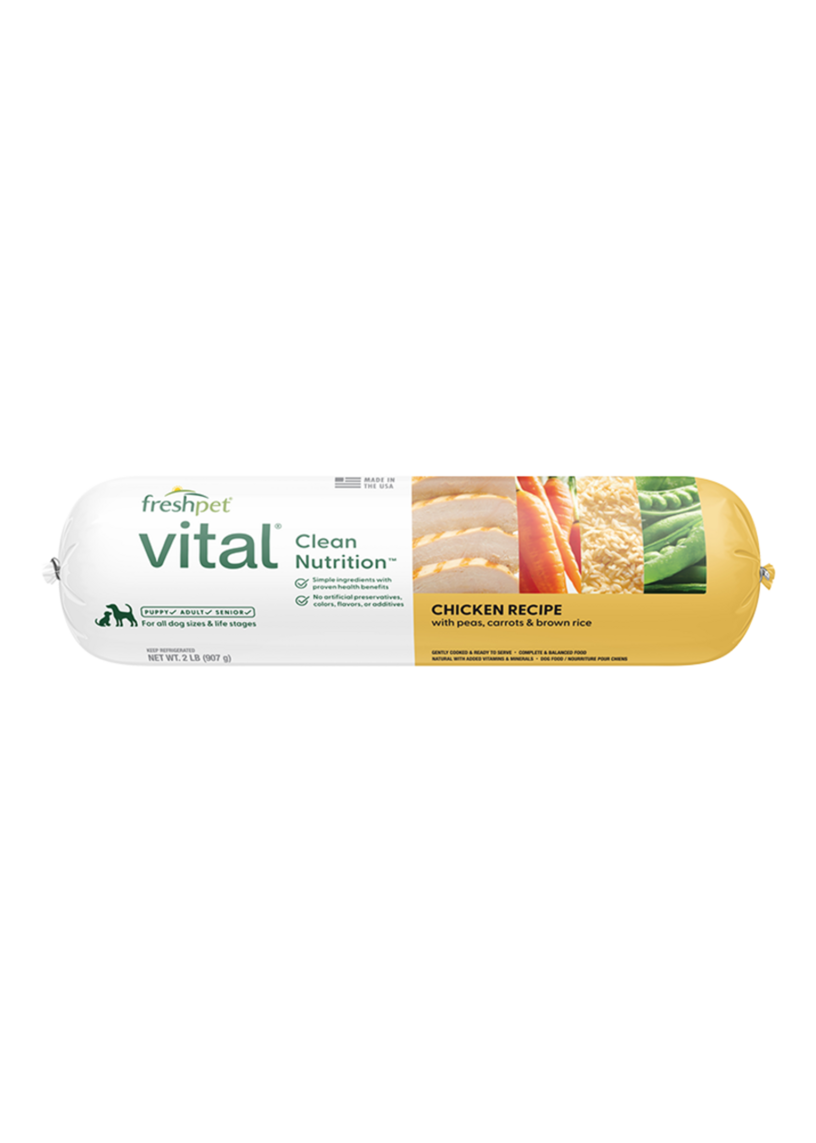 FreshPet Vital Chicken, Peas, Carrots & Brown Rice Refrigerated Dog Food - 2 lb Roll
