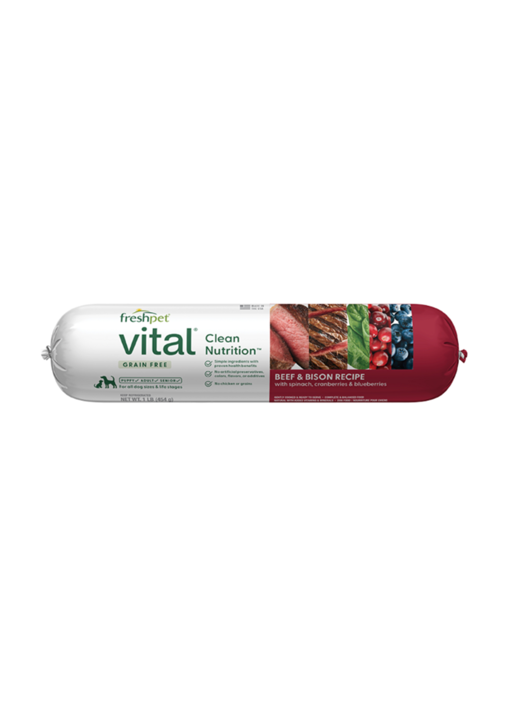 FreshPet Vital Beef & Bison Recipe Refrigerated Dog Food - 1 lb Roll