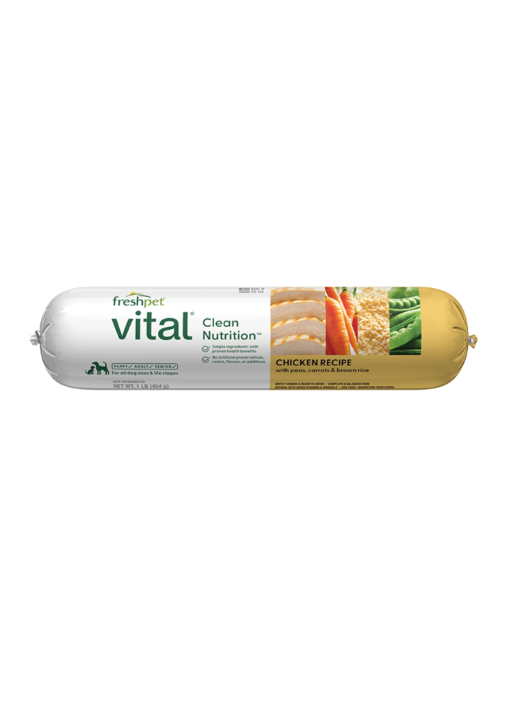 FreshPet Vital Chicken, Peas, Carrots & Brown Rice Refrigerated Dog Food - 1 lb Roll