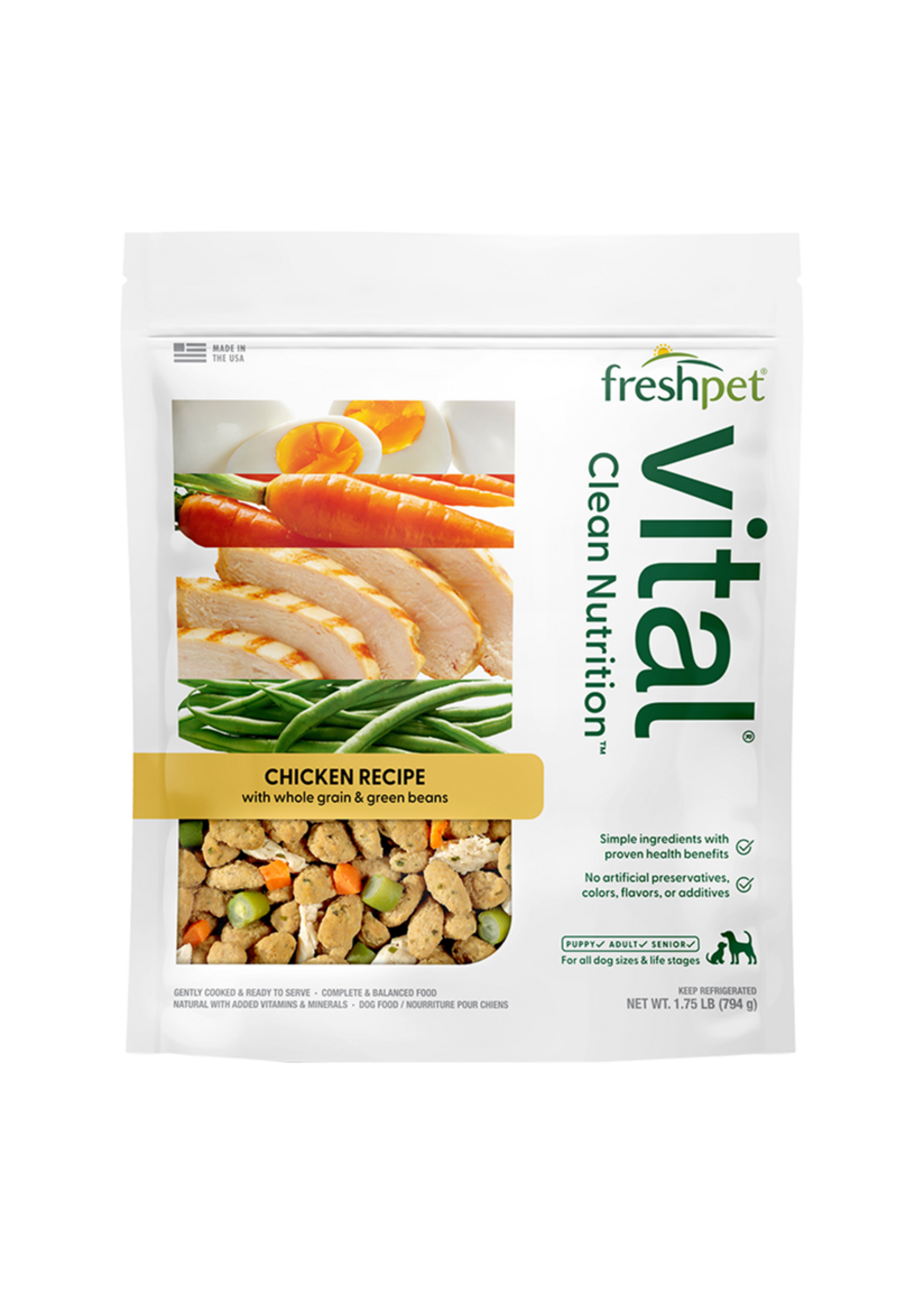 FreshPet Vital Chicken, Whole Grains & Green Beans Refrigerated Dog Food - 1.75 lb Bag
