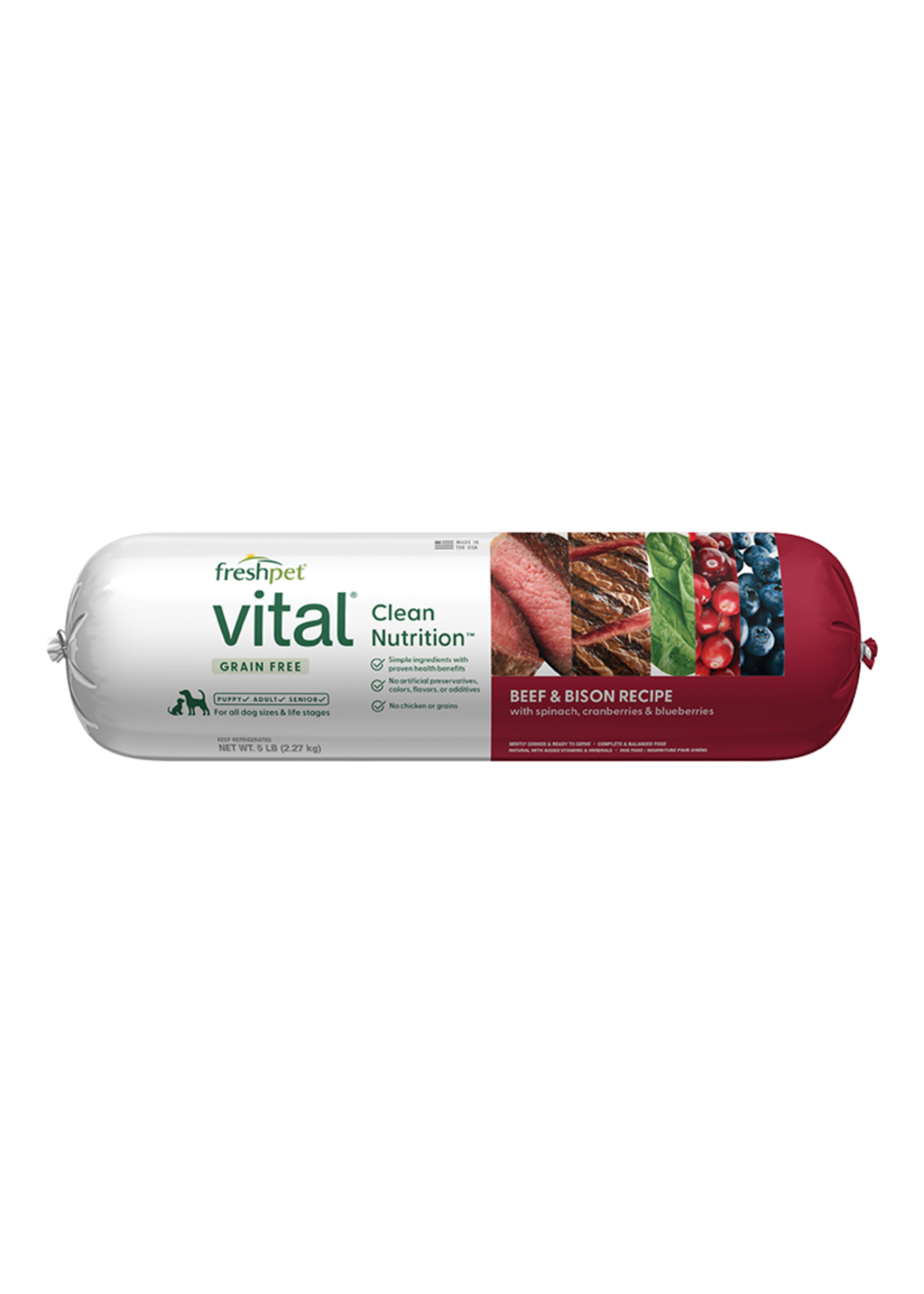 FreshPet Vital Beef & Bison Recipe Refrigerated Dog Food - 5 lb Roll