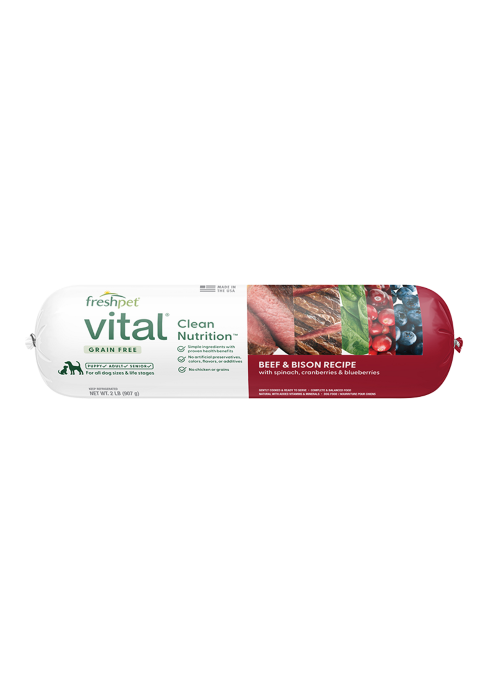 FreshPet Vital Beef & Bison Recipe Refrigerated Dog Food - 2 lb Roll