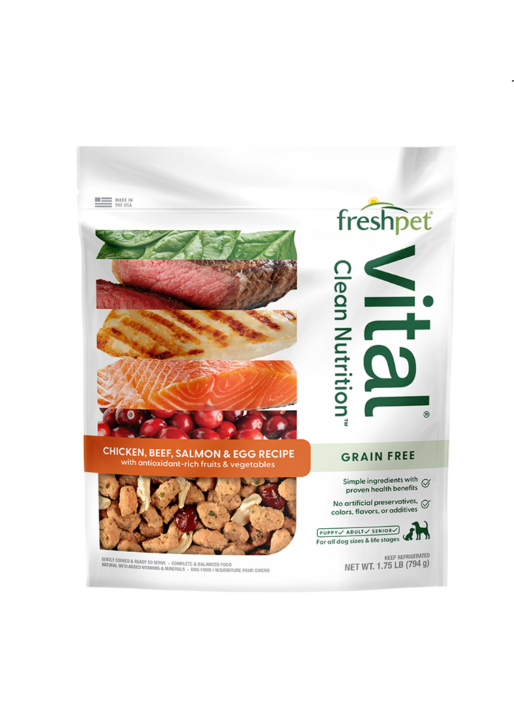 FreshPet Vital Chicken, Beef, Salmon & Egg Refrigerated Dog Food - 1.75 lb Bag