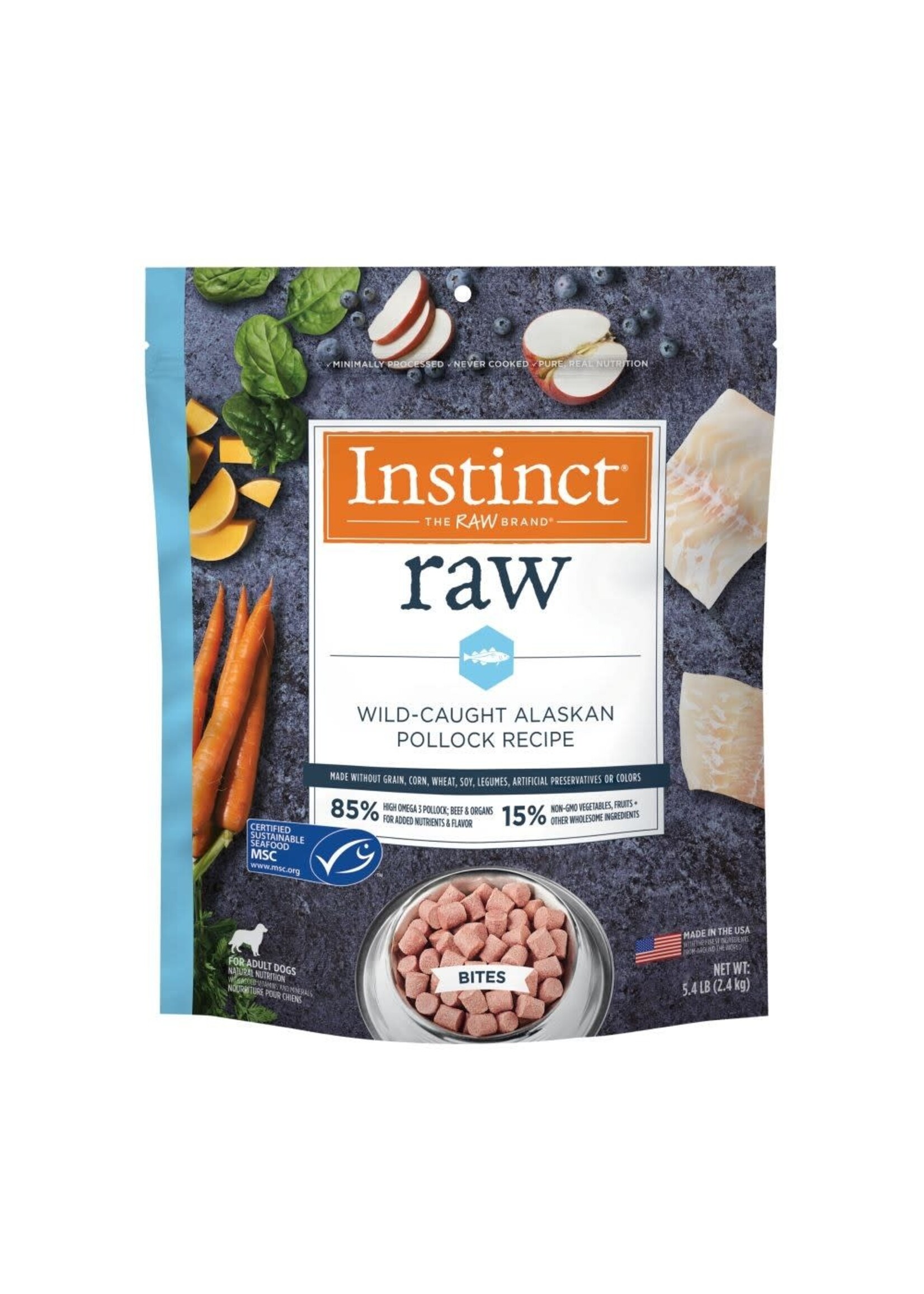 Instinct Instinct Raw Wild-Caught Alaskan Pollock Bites Frozen Dog Food - 5.4 lb