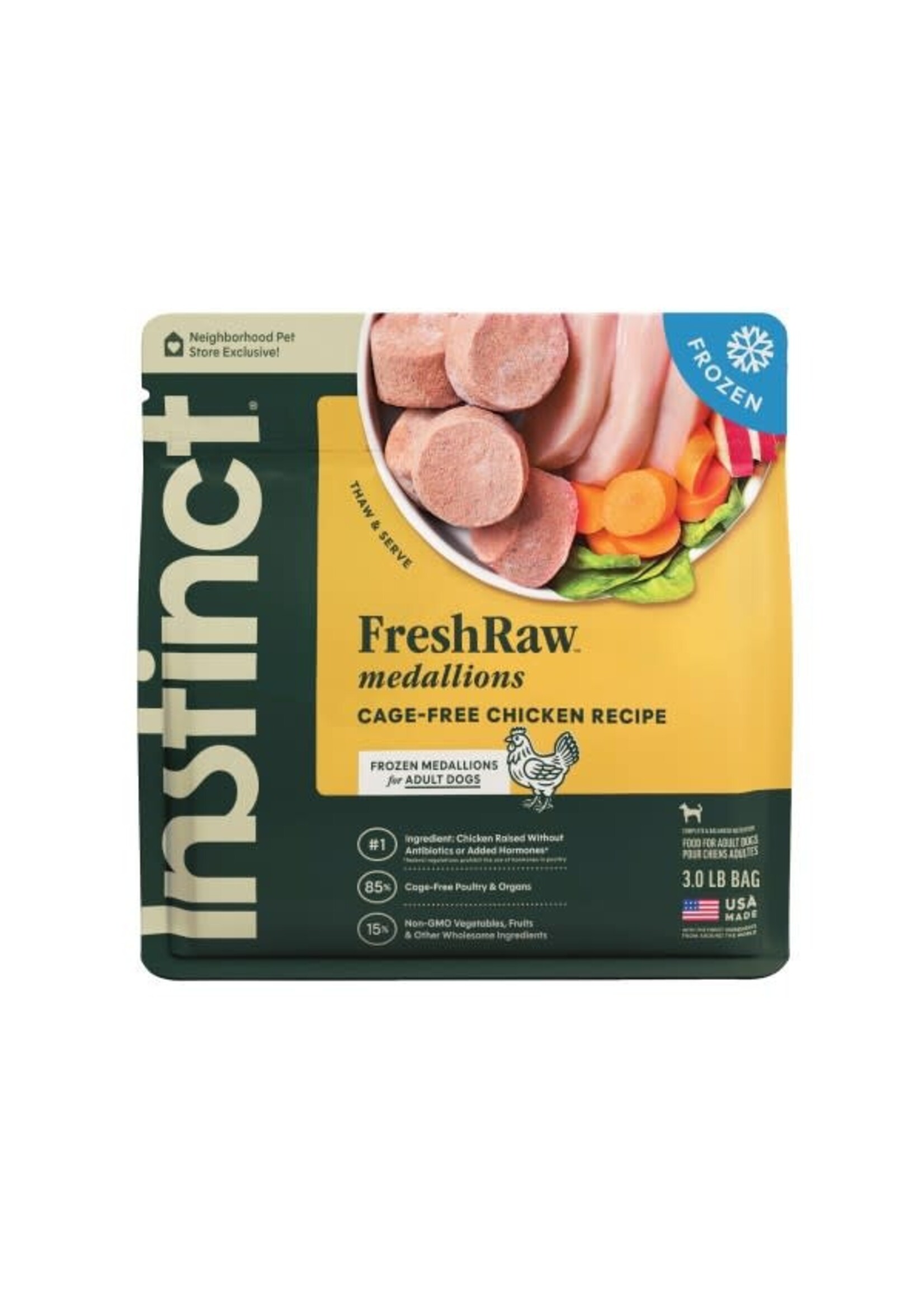 Instinct Instinct FreshRaw Medallions Cage-Free Chicken Frozen Dog Food - 3 lb