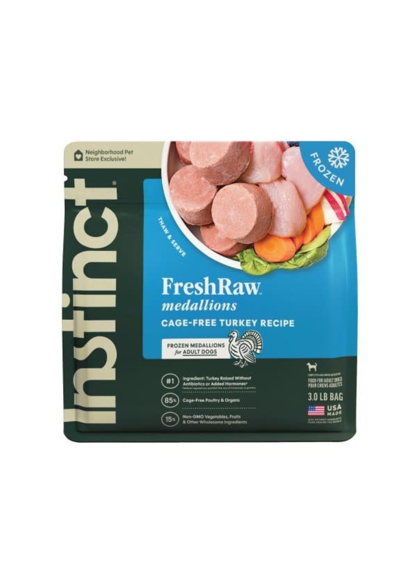 Instinct Instinct FreshRaw Medallions Cage-Free Turkey Frozen Dog Food - 3 lb