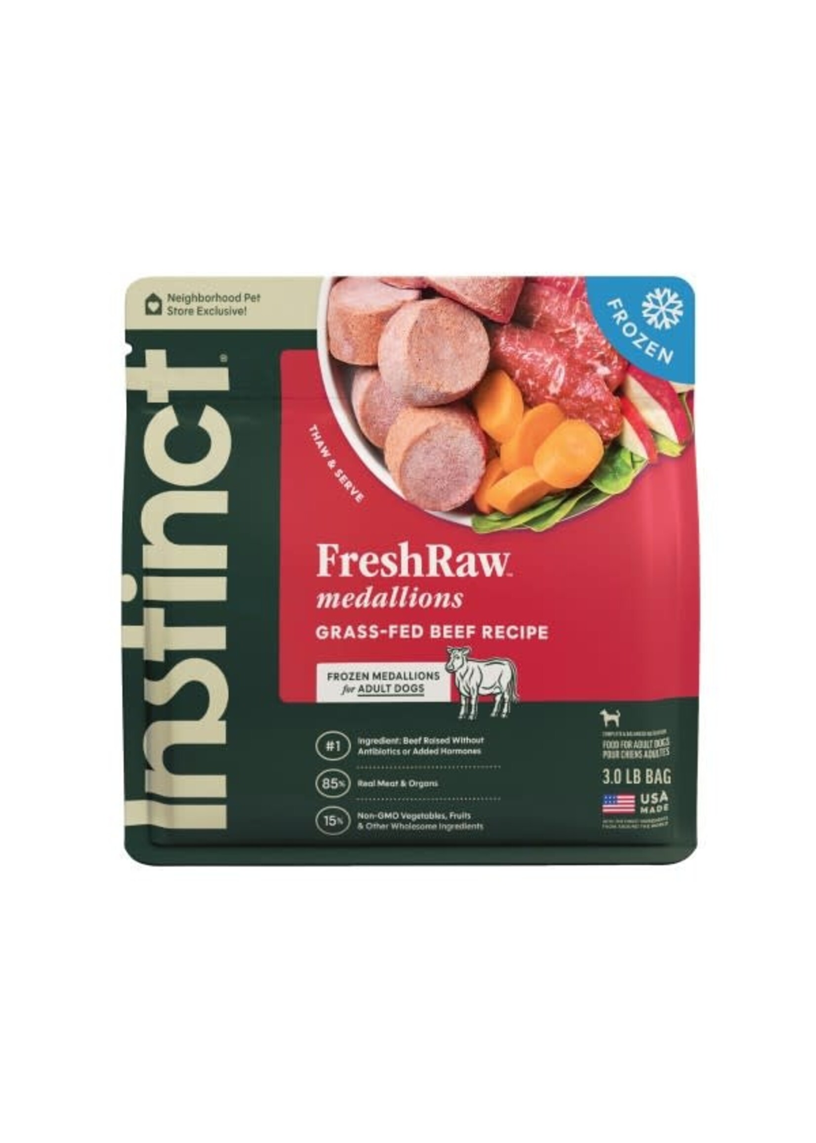 Instinct Instinct FreshRaw Medallions Grass-Fed Beef Frozen Dog Food - 3 lb