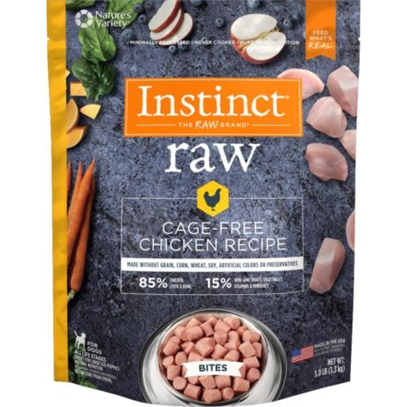 Instinct Instinct Raw Bites Cage-Free Chicken Frozen Dog Food - 3 lb
