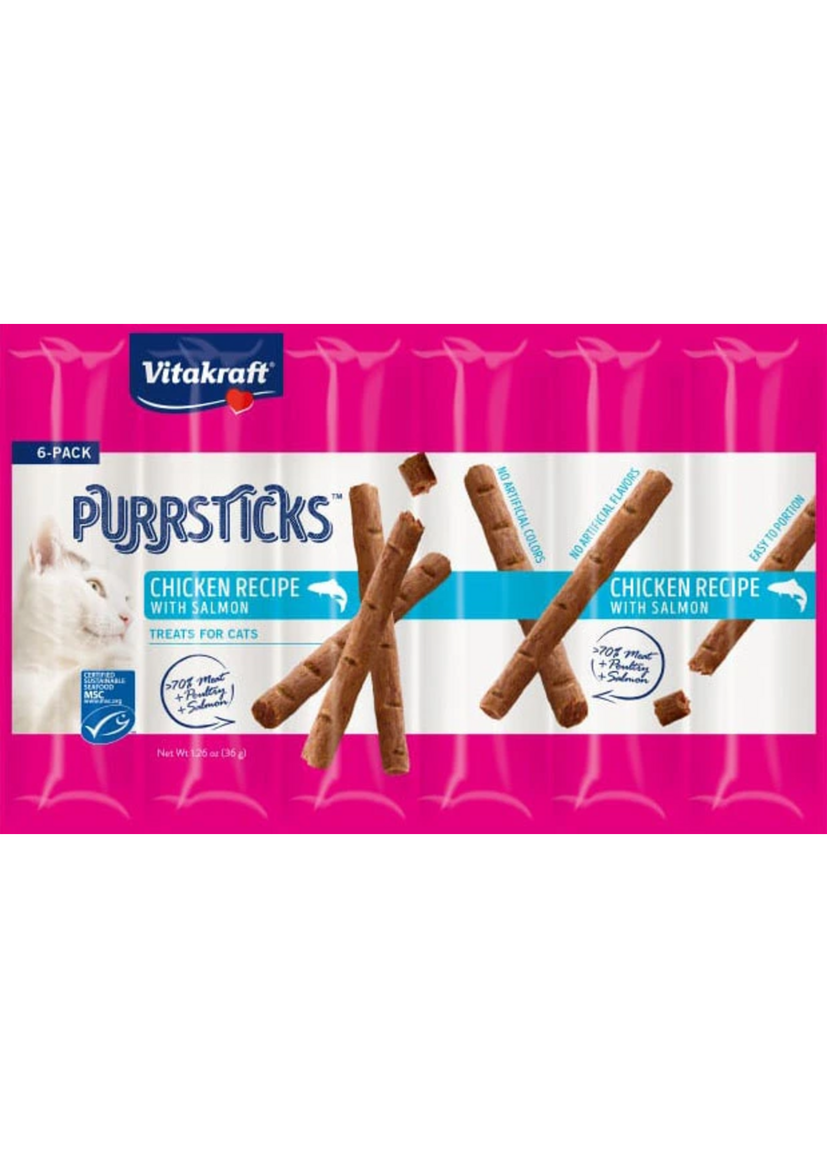 Vitakraft Sun Seed Vitakraft Purrsticks Chicken Recipe with Salmon Cat Treats - 6 Pack
