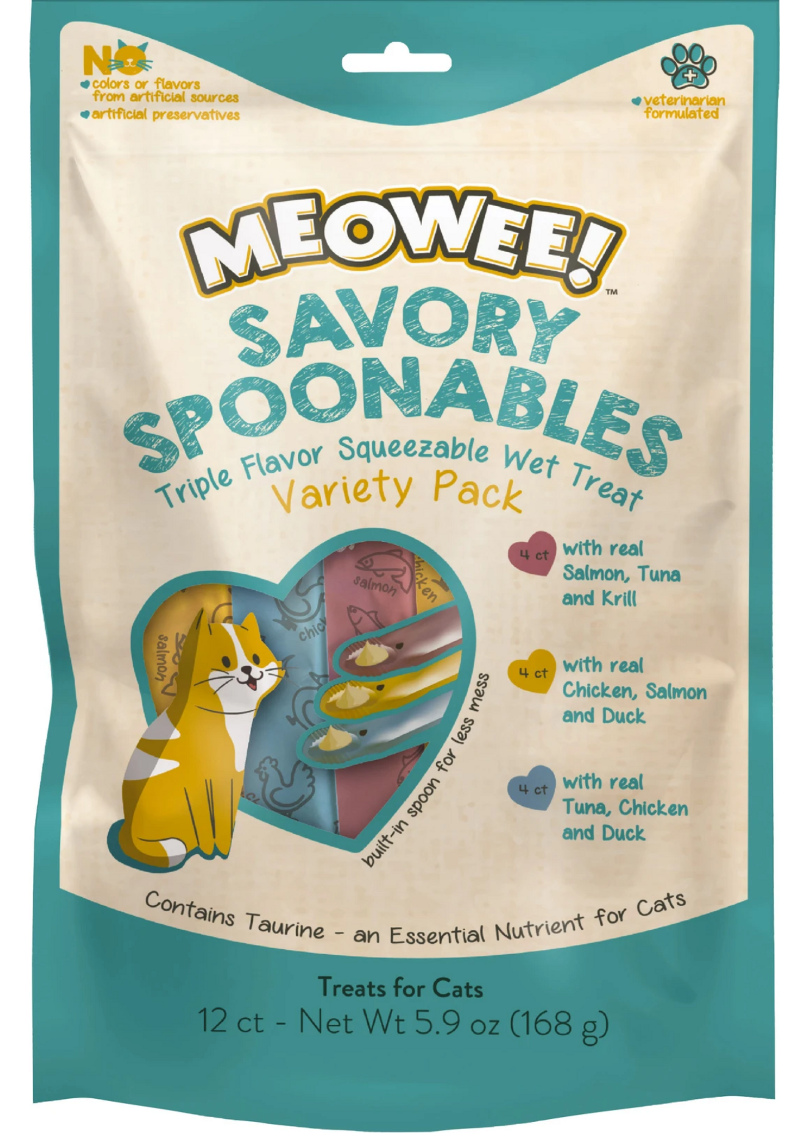 Spectrum Brands MEOWEE! Savory Spoonables Squeezable Wet Cat Treats Variety Pack - 12 Count