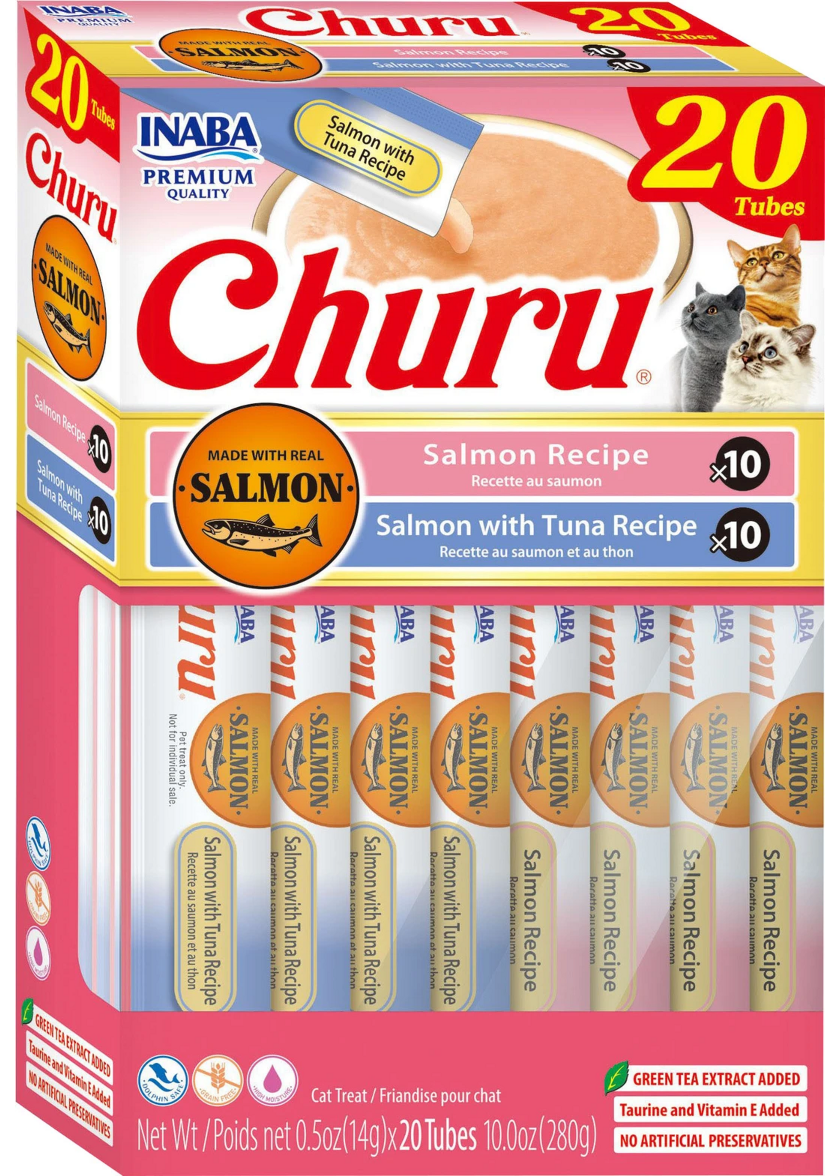 Inaba INABA Churu Creamy Cat Treat - Salmon & Salmon with Tuna - 0.5 oz, 20 Tubes