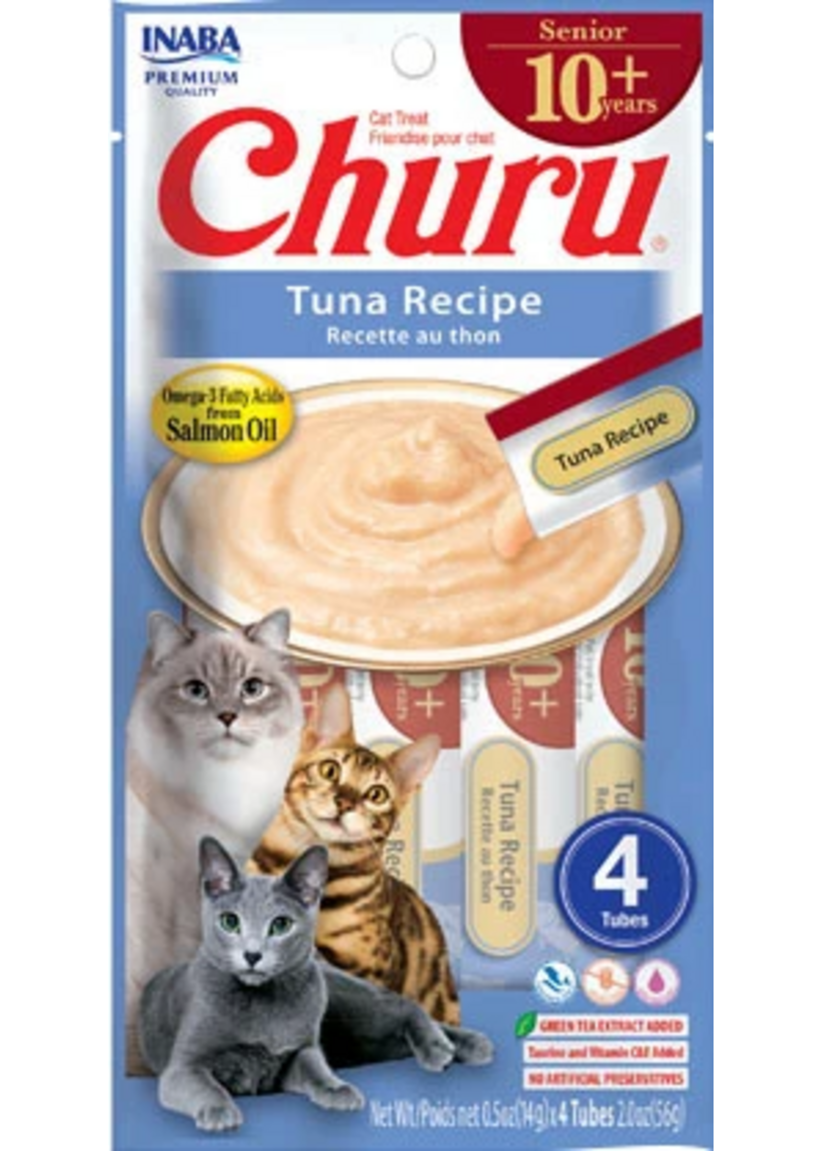 Inaba INABA Churu Creamy Cat Treat - Tuna Recipe Senior 10+ 0.5 oz, 4 Tubes