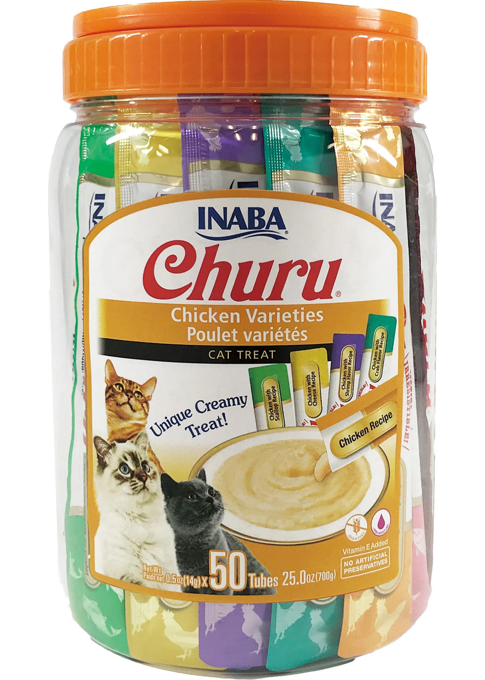 Inaba INABA Churu Creamy Cat Treat - Chicken Varieties Tub - 0.5 oz, 50 Tubes