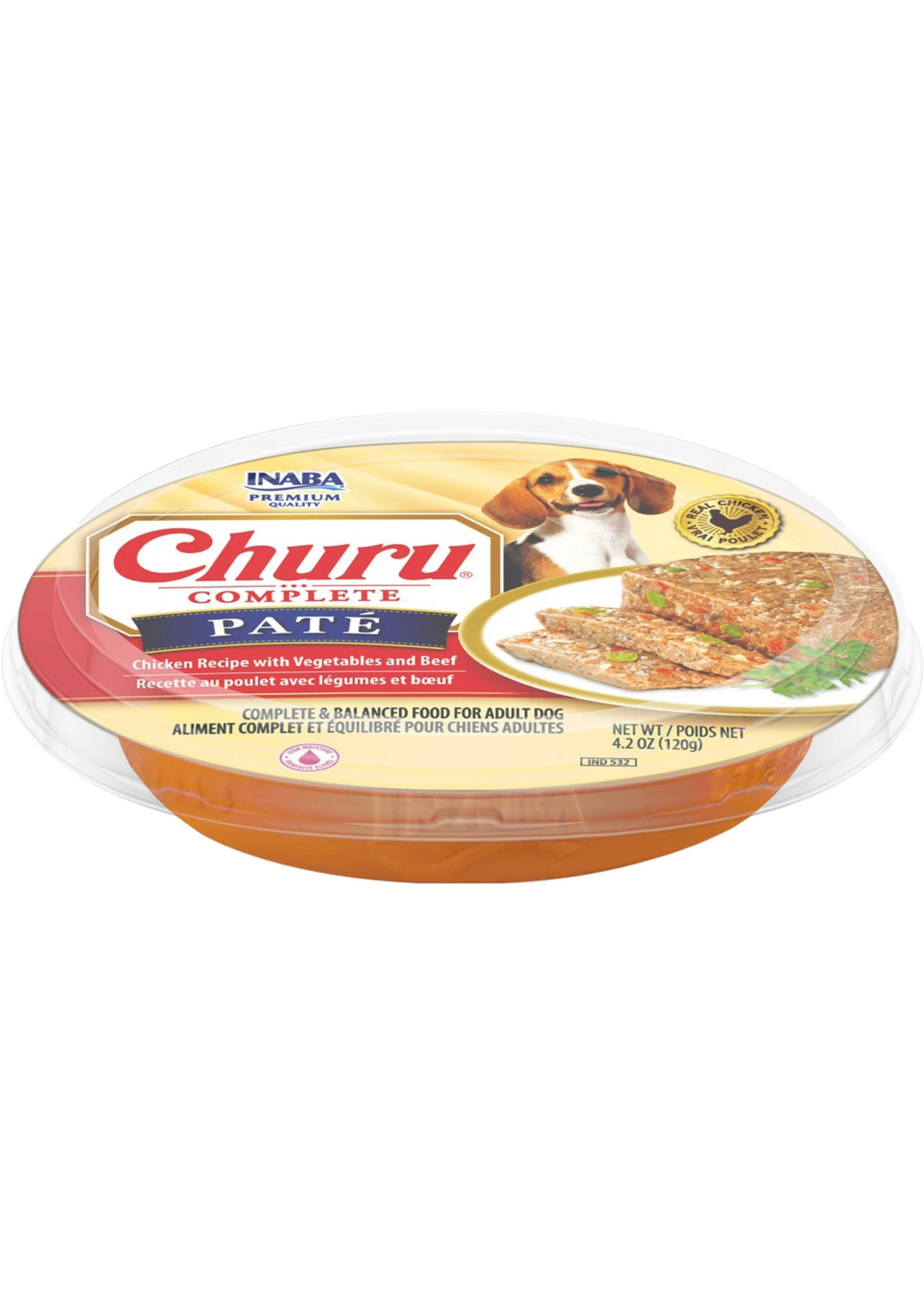 Inaba Inaba Churu Complete Pate Wet Dog Food - Chicken with Vegetables & Beef - 4.23 oz