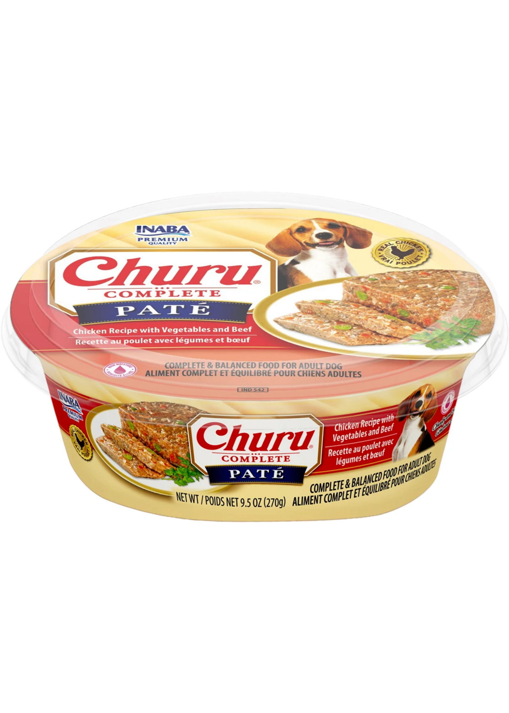 Inaba Inaba Churu Complete Pate Wet Dog Food - Chicken with Vegetables & Beef - 9.5 oz