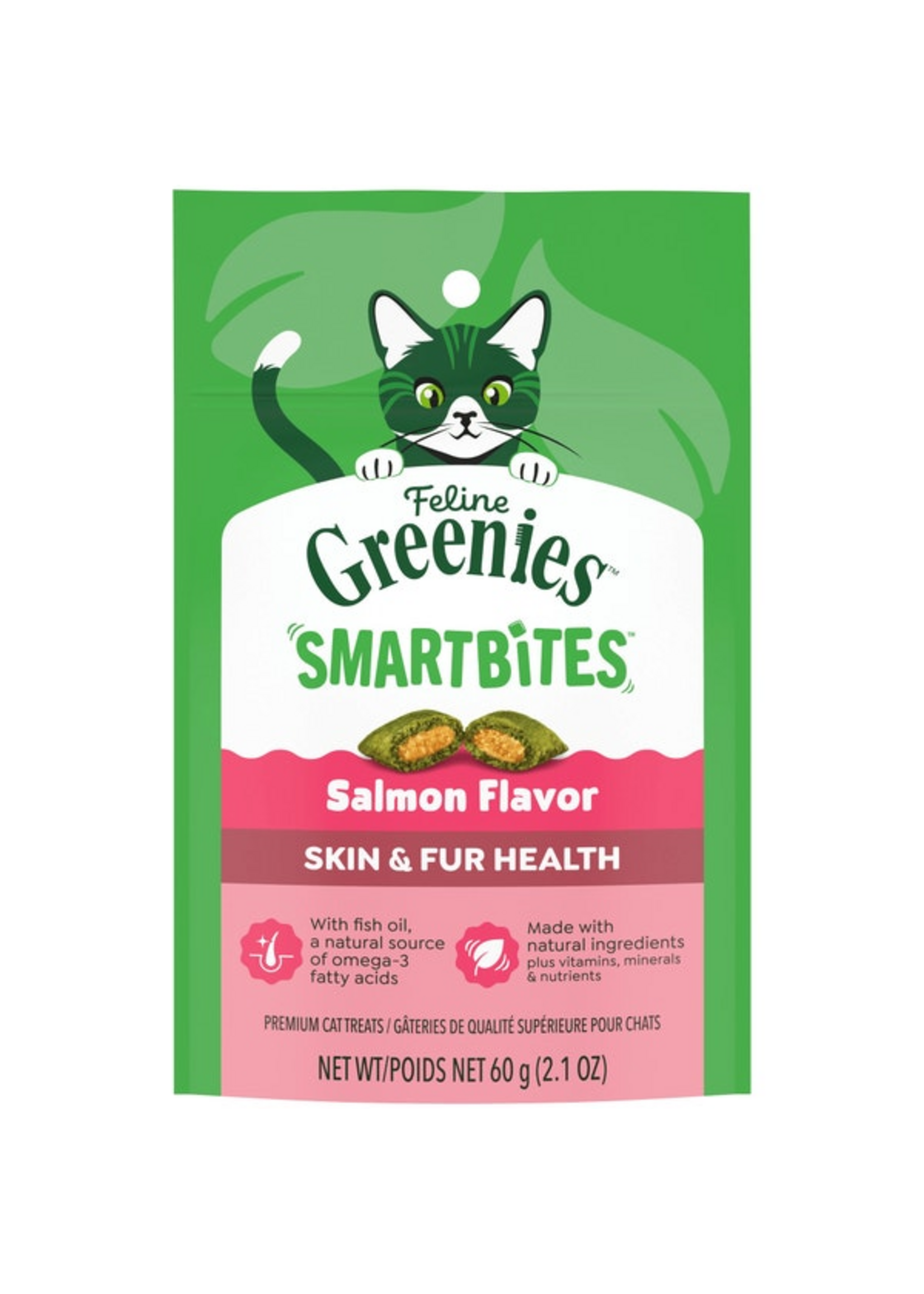 Greenies Feline Greenies Smartbites Cat Treats - Skin & Fur Salmon Flavor - 2.1 oz