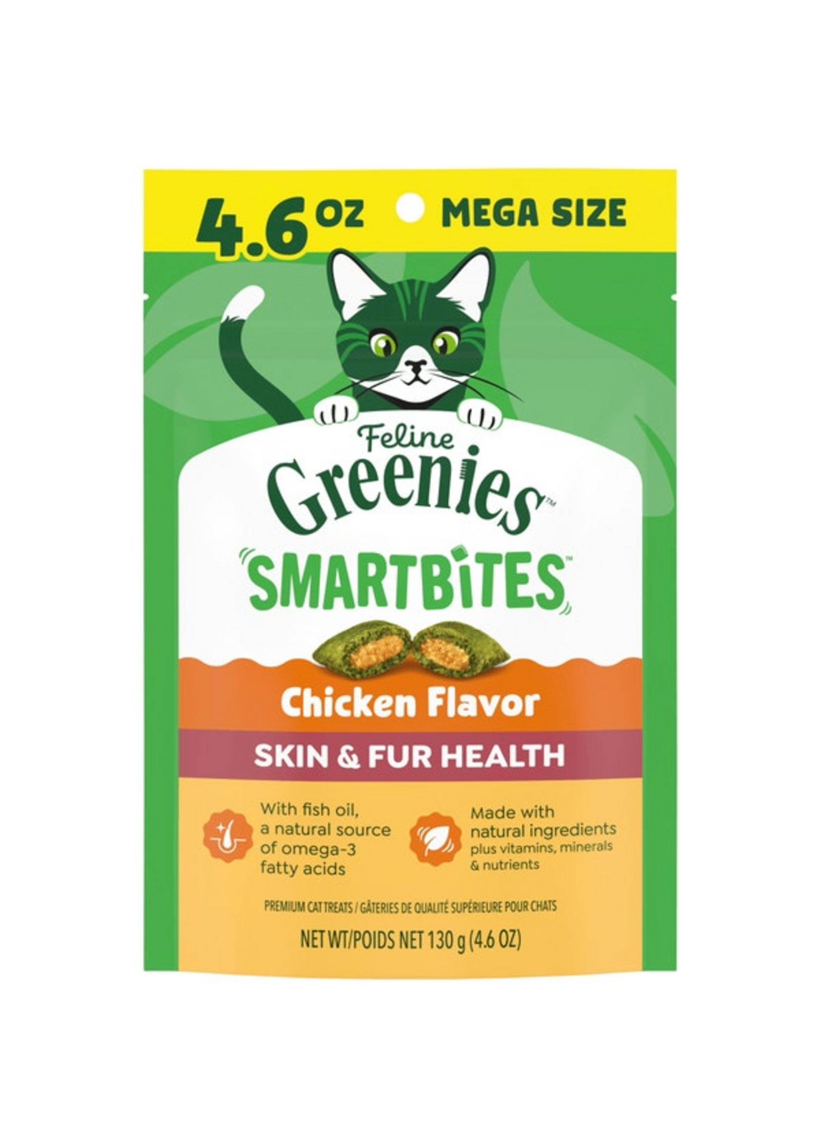 Greenies Feline Greenies Smartbites Cat Treats - Skin & Fur Chicken Flavor - 4.6 oz