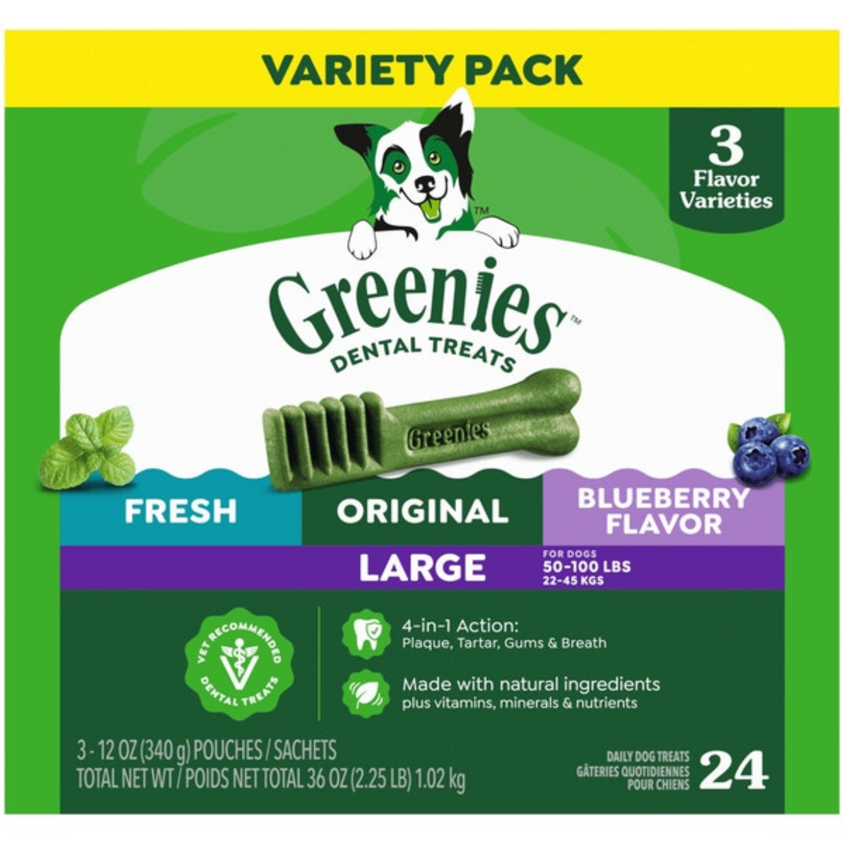 Greenies Greenies Large 3-Flavor Variety Pack Dog Dental Treats - Three 12 oz Pouches, 24 Count