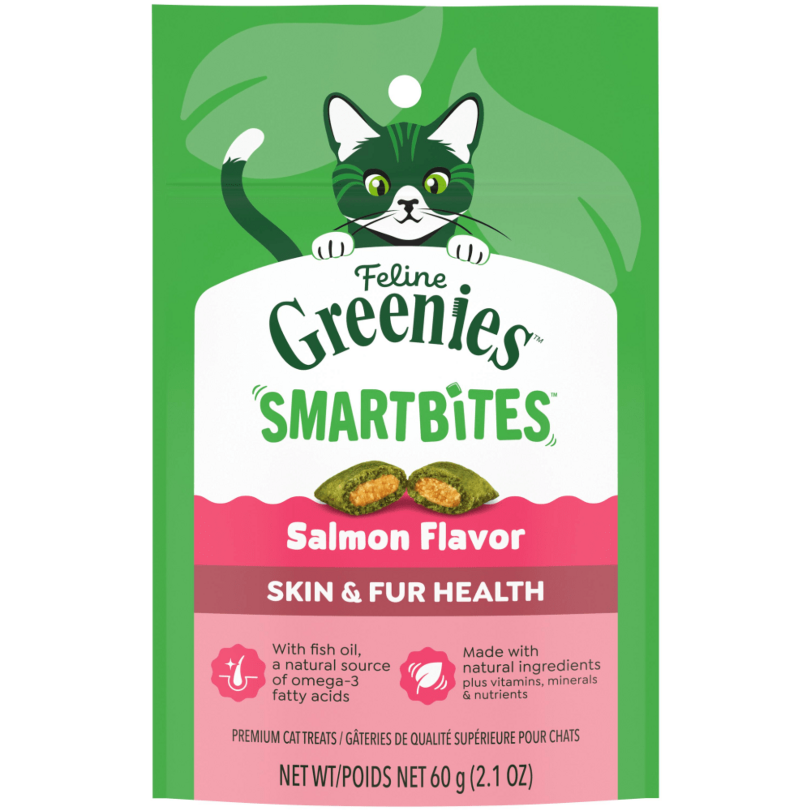 Greenies Feline Greenies Smartbites Cat Treats - Skin & Fur Salmon Flavor - 4.6 oz