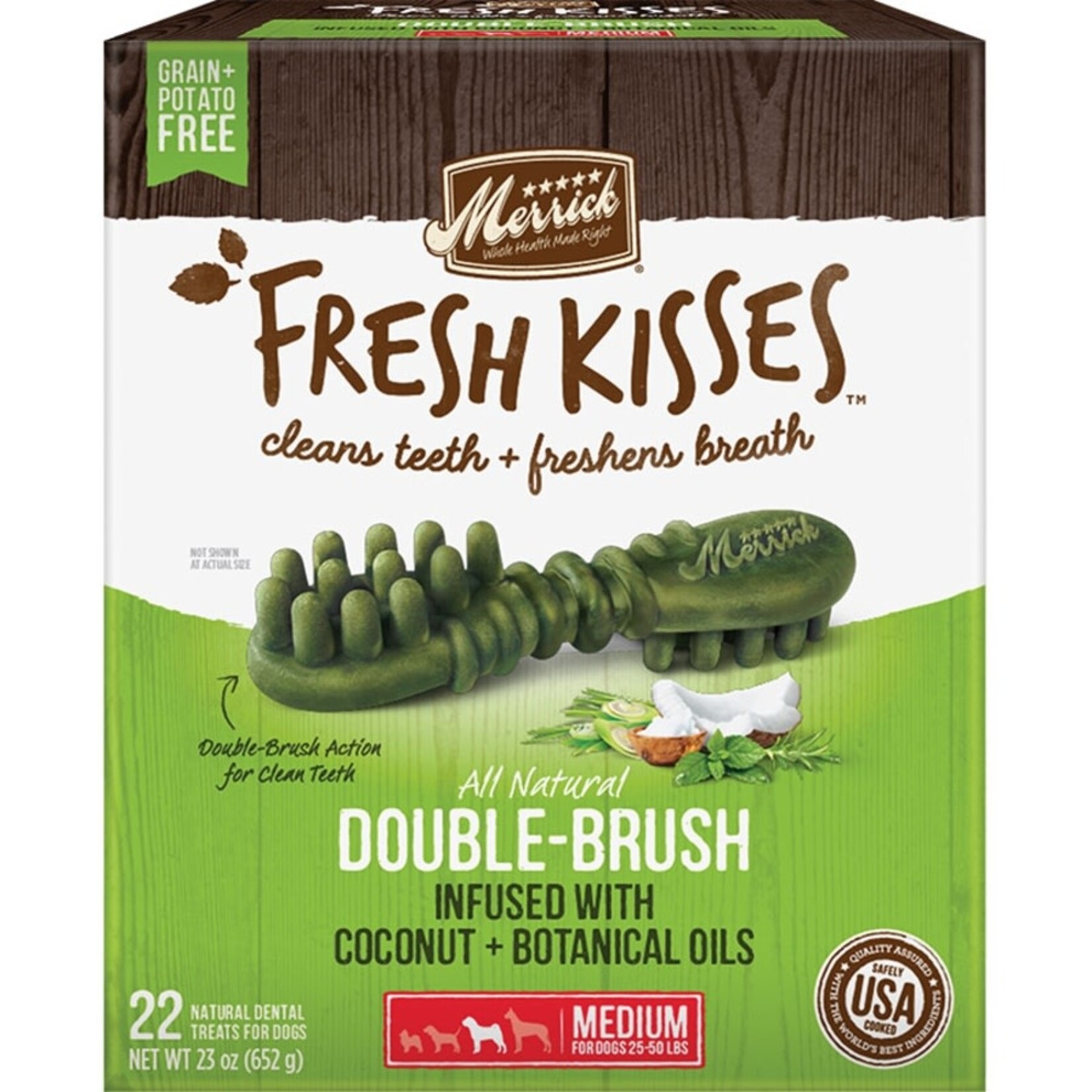 Merrick Merrick Fresh Kisses Dog Dental Treats - Medium Double-Brush Coconut & Botanical Oils -  23 oz, 22 Count