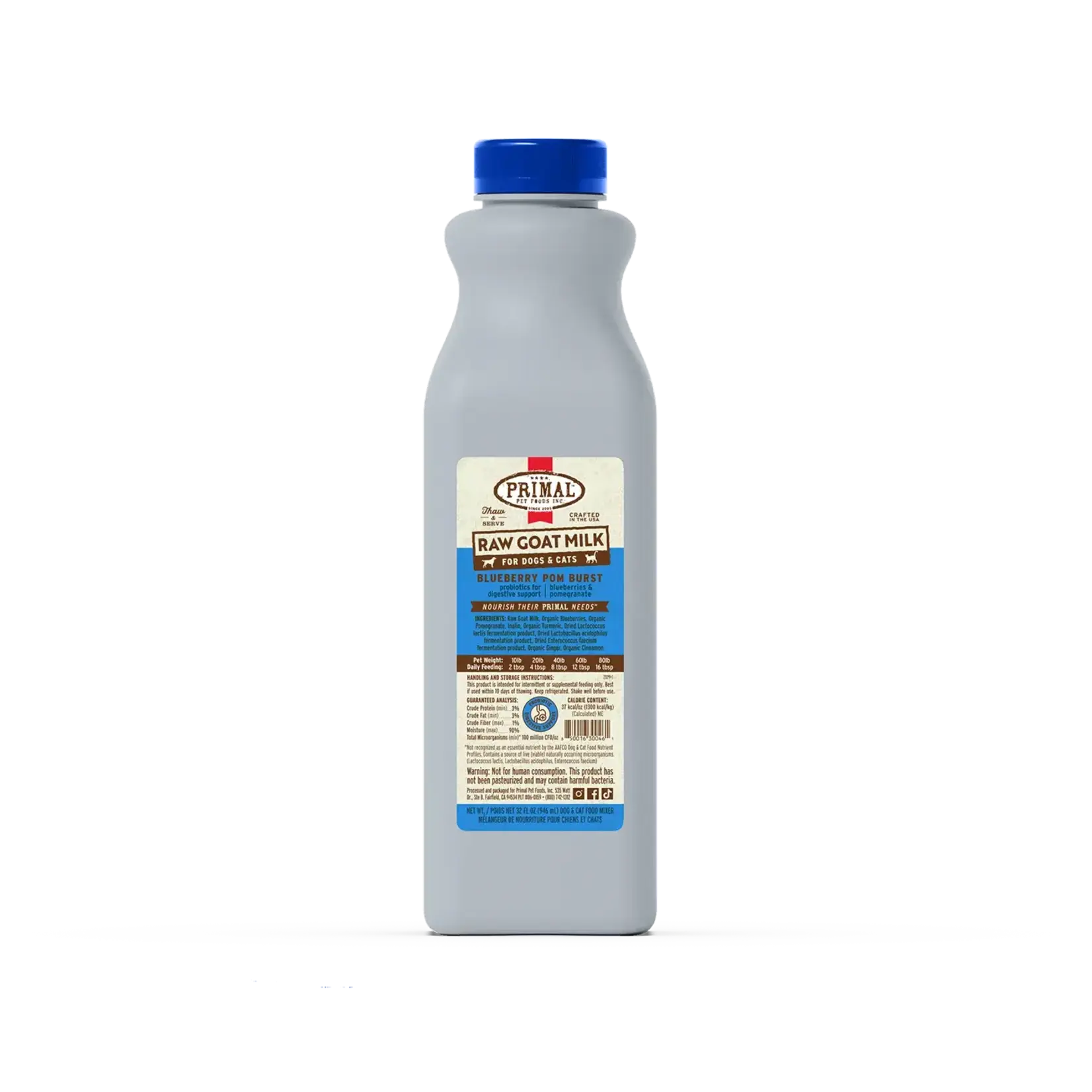 Primal Primal Raw Goat Milk Frozen for Dog & Cats - Blueberry Pom Burst - 1 Quart