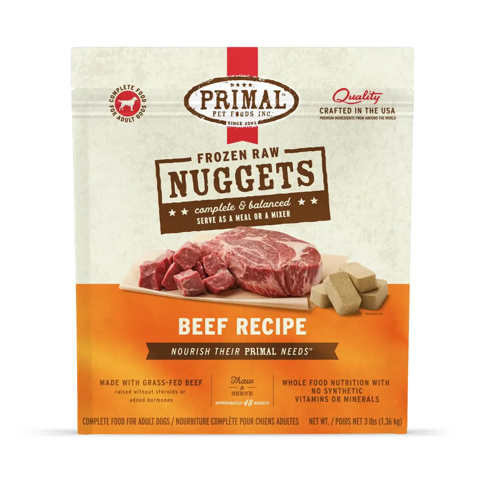 Primal Primal Raw Nuggets Beef Formula Frozen Dog Food - 3 lb
