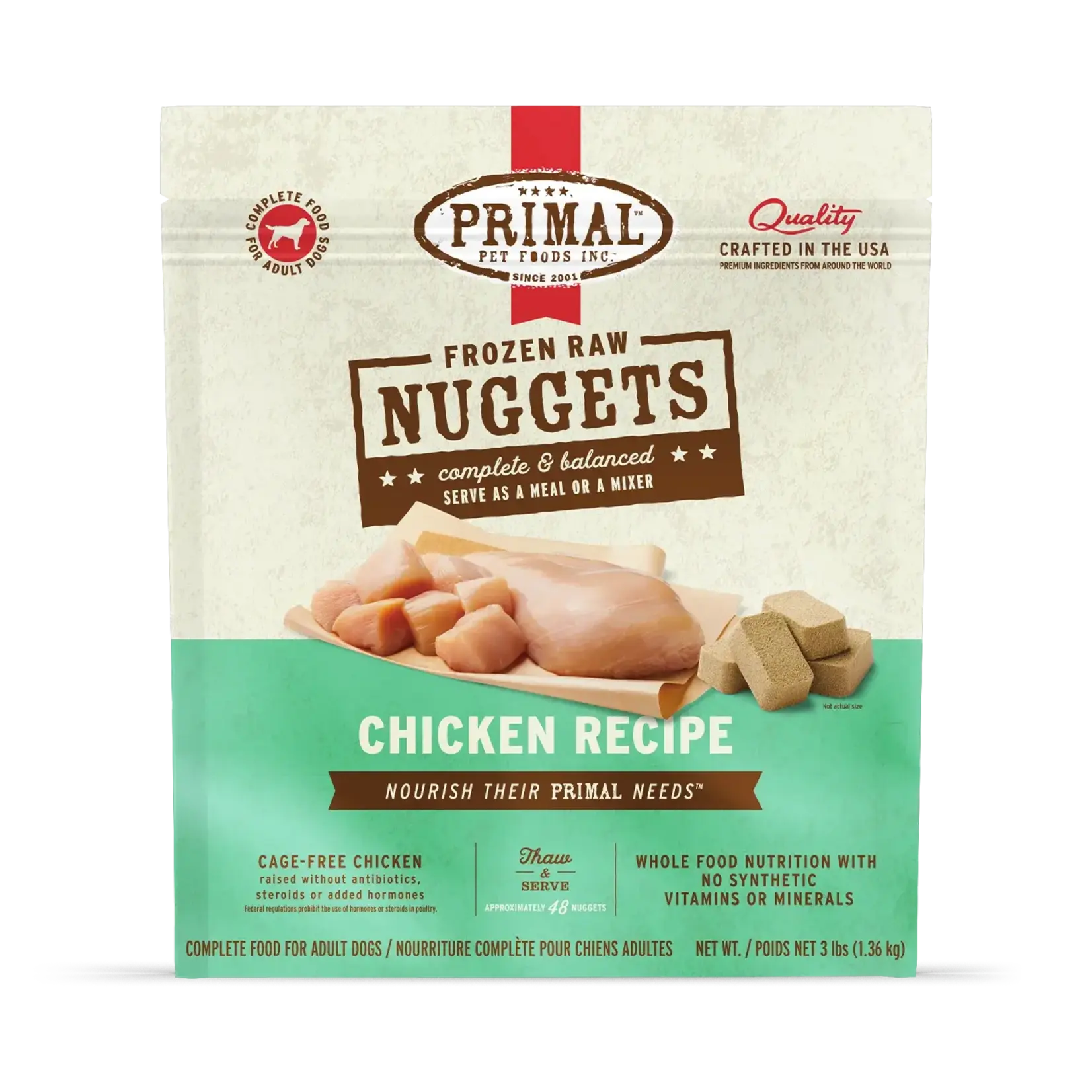 Primal Primal Raw Nuggets Chicken Formula Frozen Dog Food - 3 lb