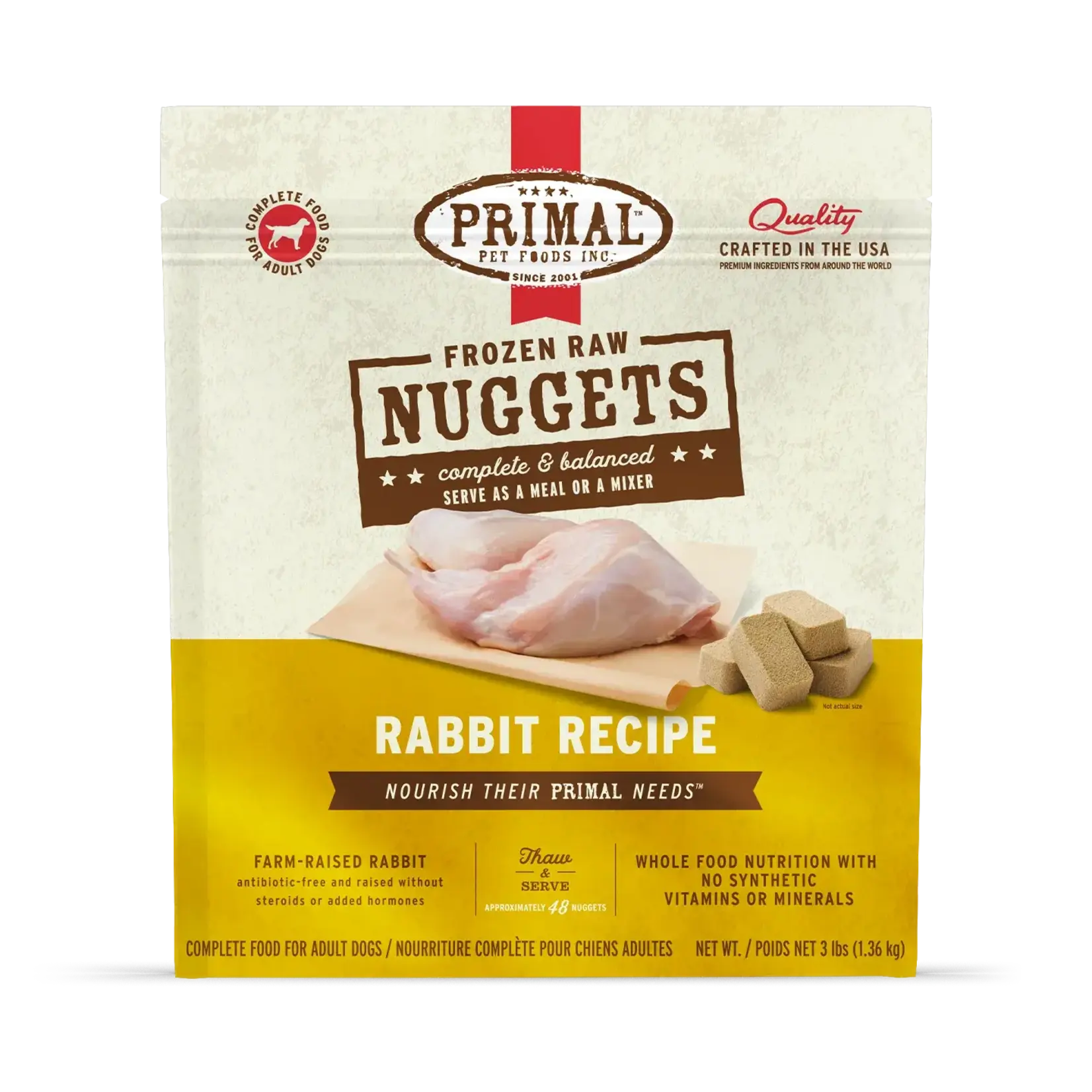 Primal Primal Raw Nuggets Rabbit Formula Frozen Dog Food - 3 lb
