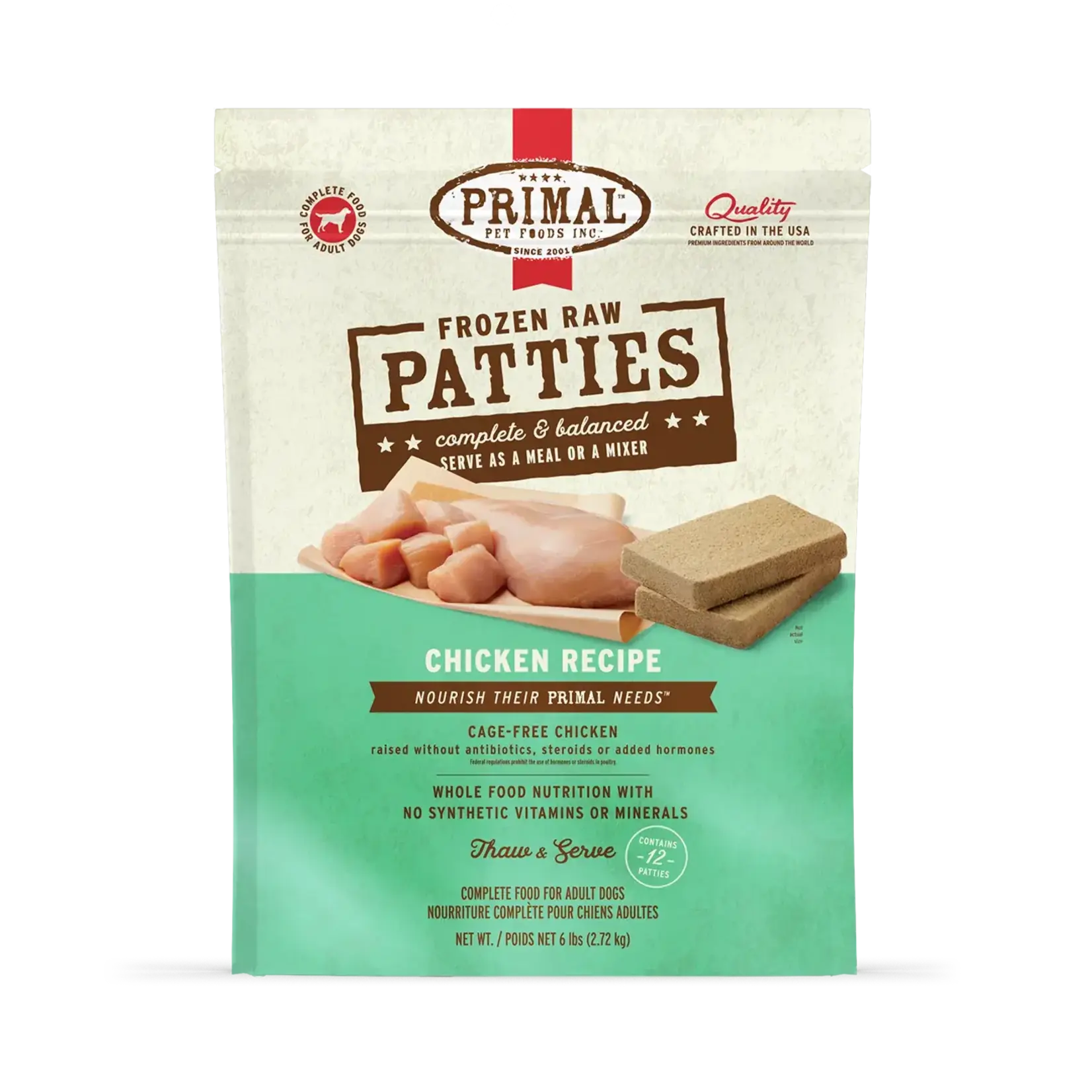 Primal Primal Raw Patties Chicken Recipe Frozen Dog Food - 6 lb