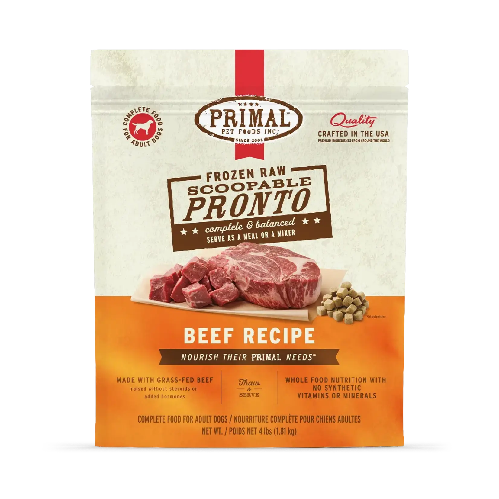 Primal Primal Raw Pronto Beef Recipe Frozen Dog Food - 4 lb