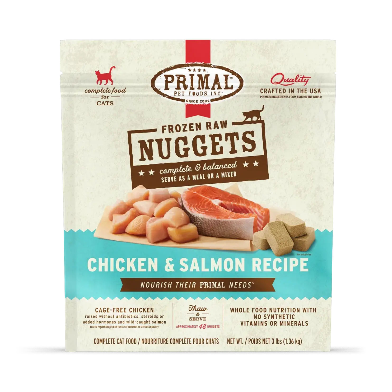 Primal Primal Raw Nuggets Chicken & Salmon Recipe Frozen Cat Food - 3 lb