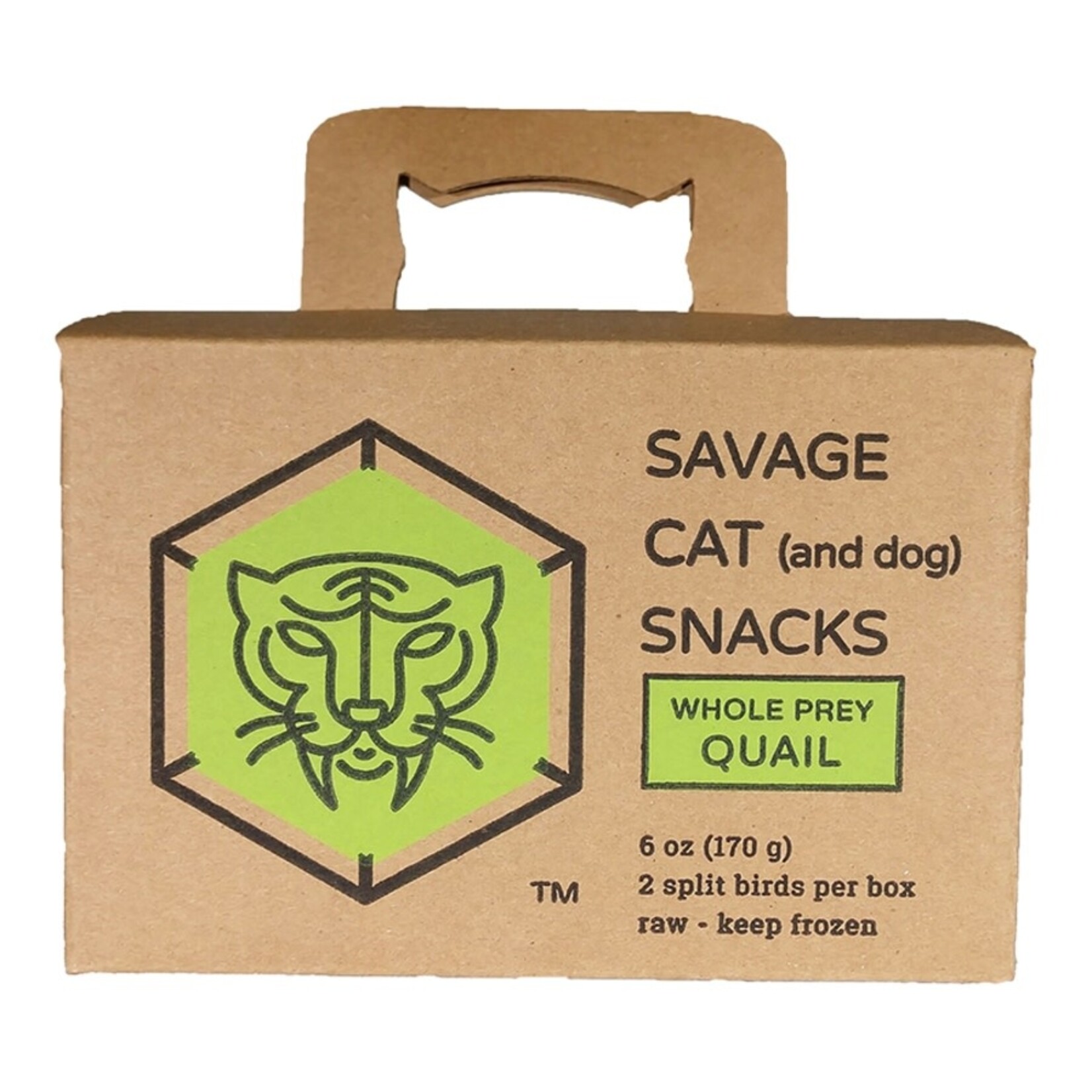 Savage Cat Snacks Frozen Raw Whole Prey Quail - 6 oz, 2 Pack