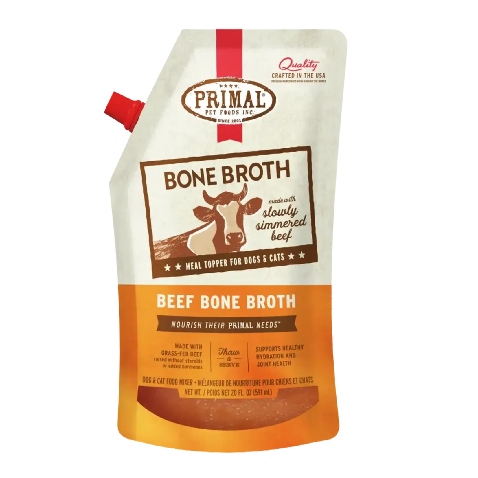 Primal Primal Bone Broth Frozen Meal Topper for Dogs & Cats - Beef - 20 oz