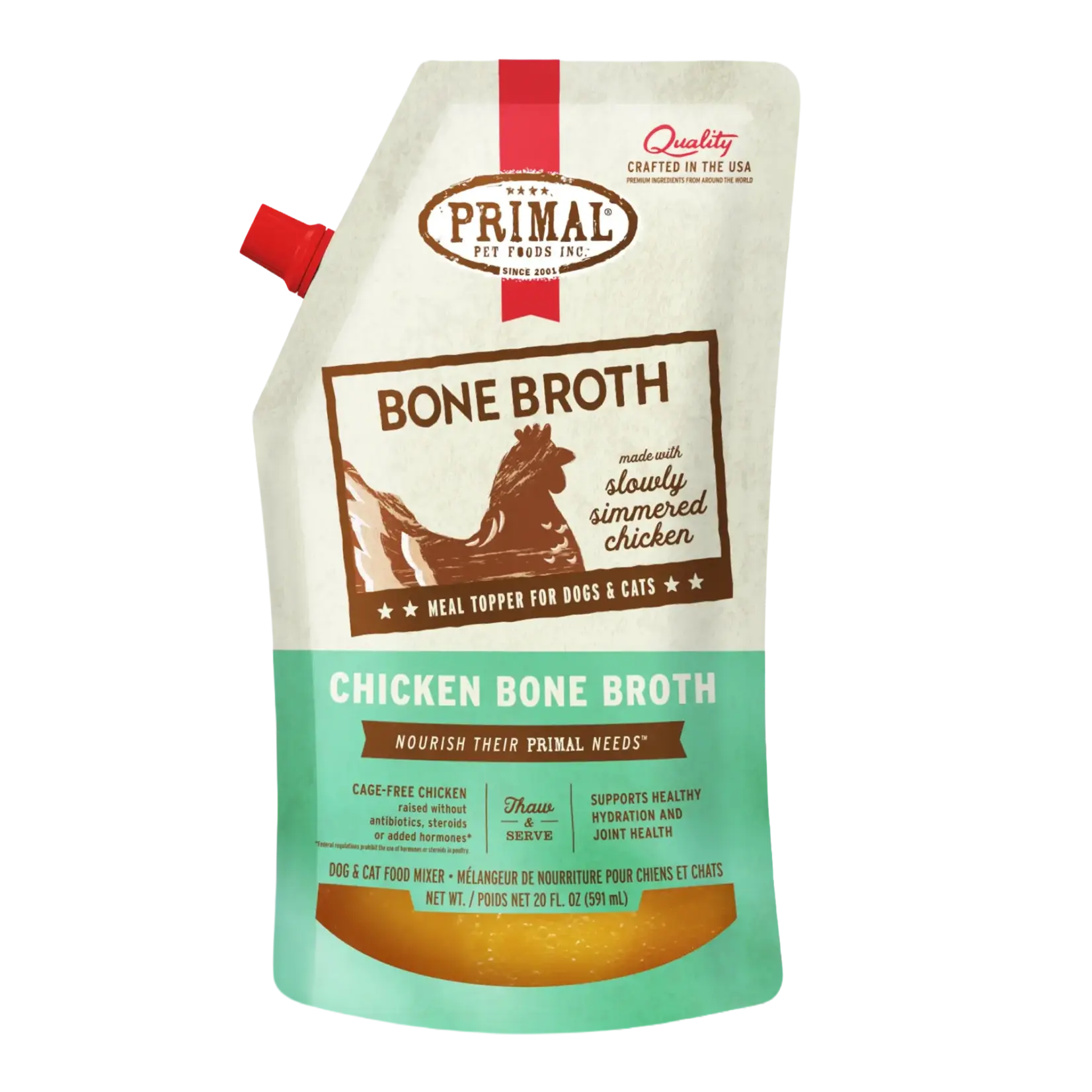Primal Primal Bone Broth Frozen Meal Topper for Dogs & Cats - Chicken - 20 oz