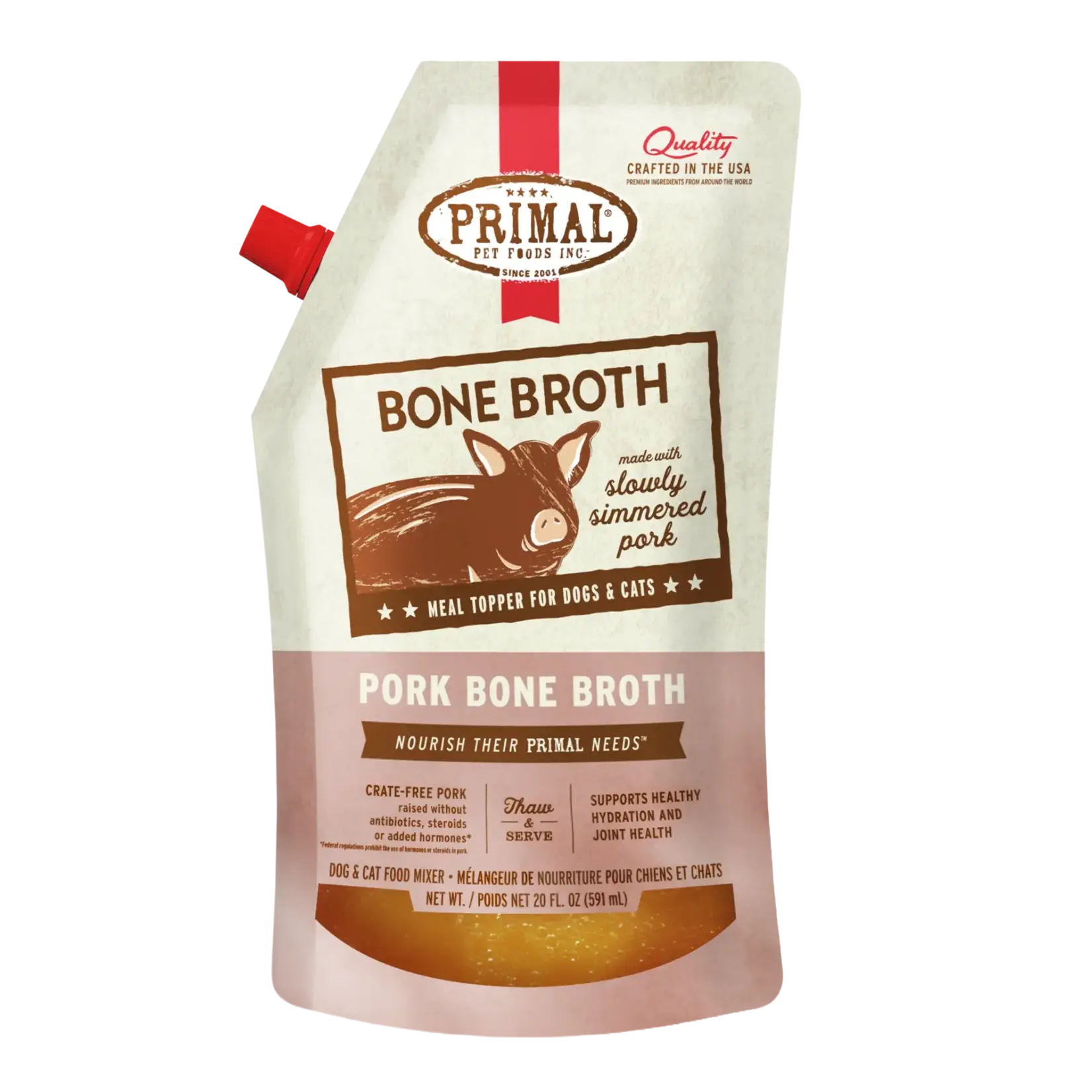 Primal Primal Bone Broth Frozen Meal Topper for Dogs & Cats - Pork - 20 oz