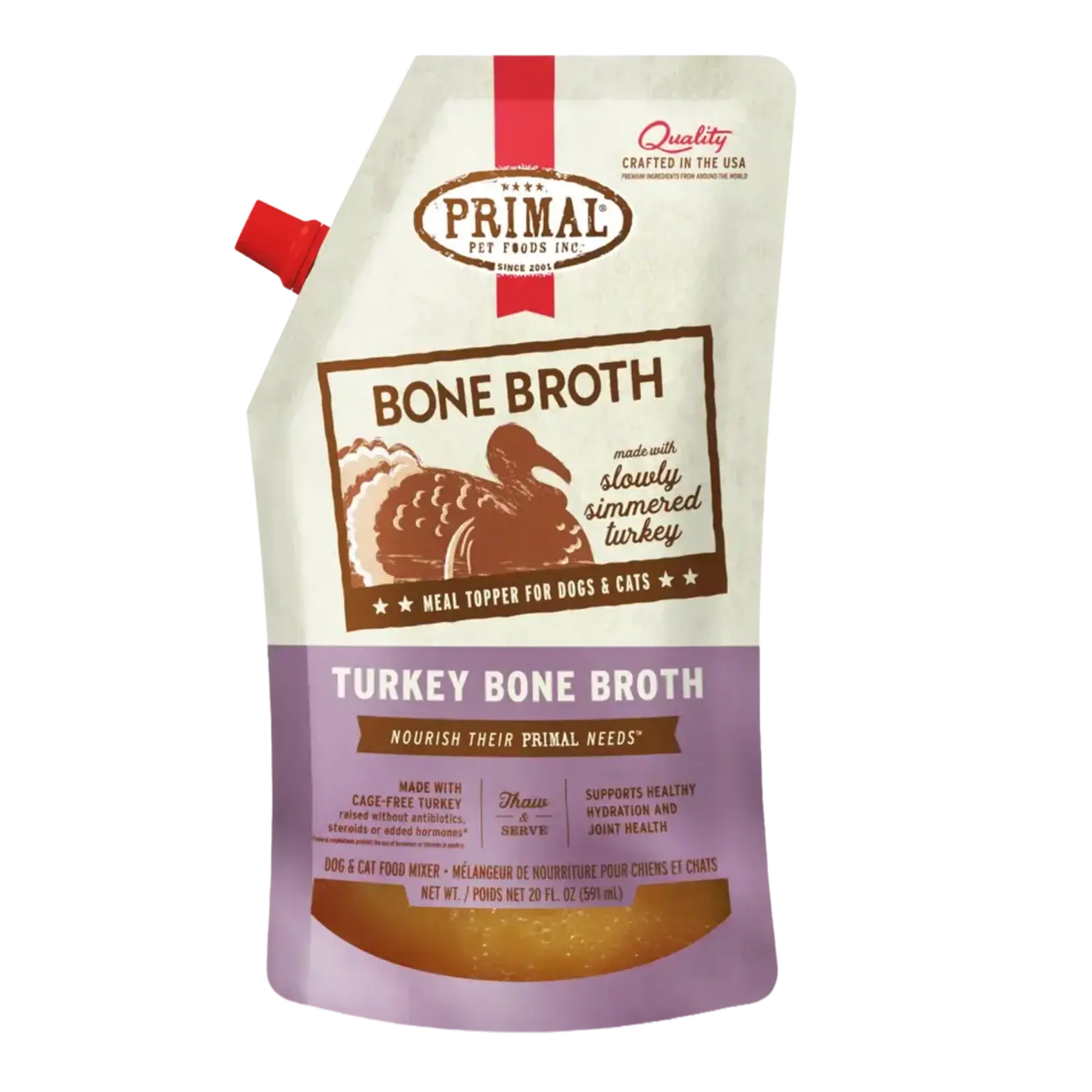 Primal Primal Bone Broth Frozen Meal Topper for Dogs & Cats - Turkey - 20 oz