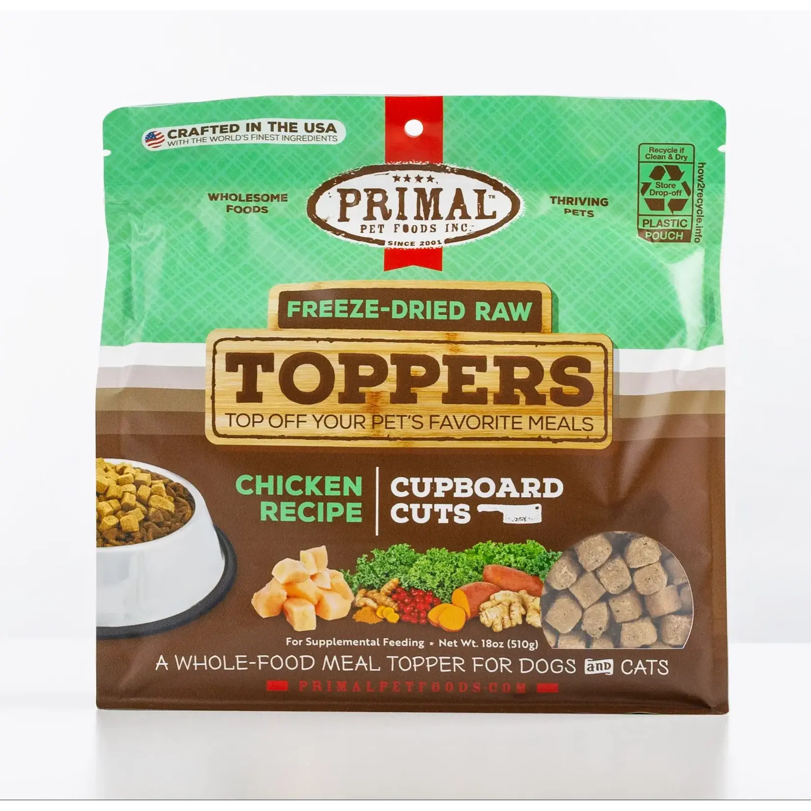 Primal Primal Freeze-Dried Raw Toppers Cupboard Cuts Chicken Recipe Dog Food - 18 oz