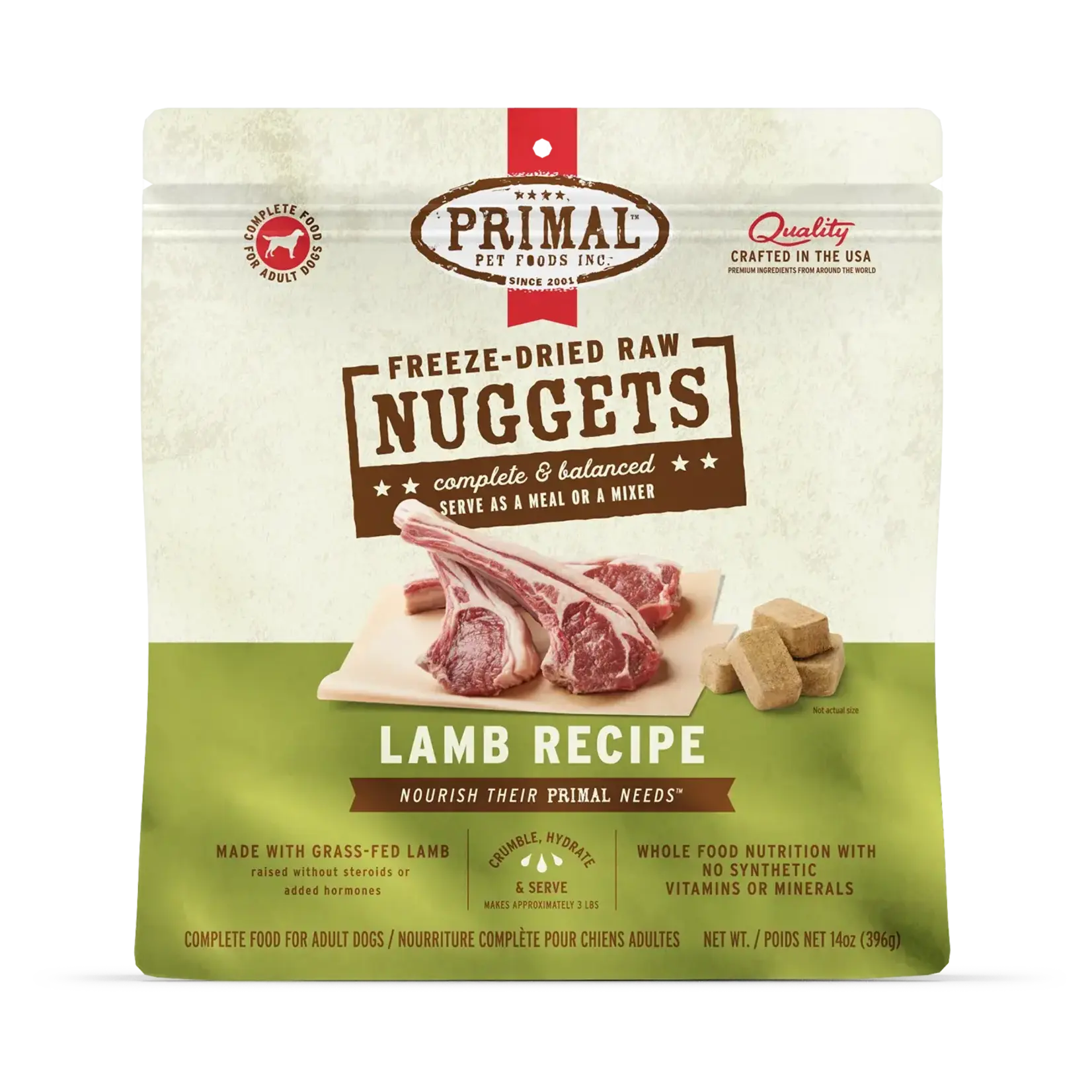 Primal Primal Freeze-Dried Raw Nuggets Lamb Recipe Dog Food - 14 oz