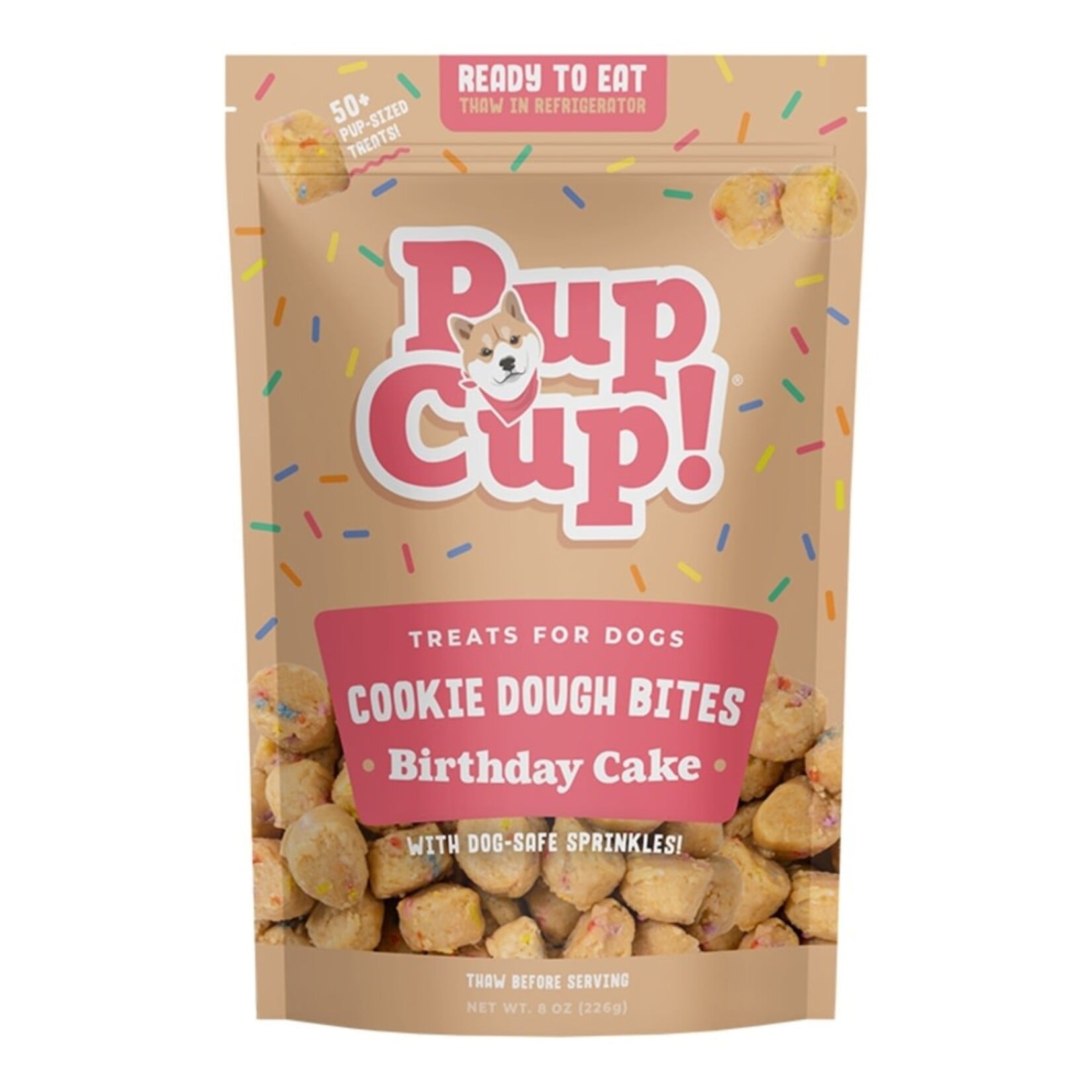 Pup Cup! Frozen Cookie Dough Bites Dog Treats - Birthday Cake - 8 oz
