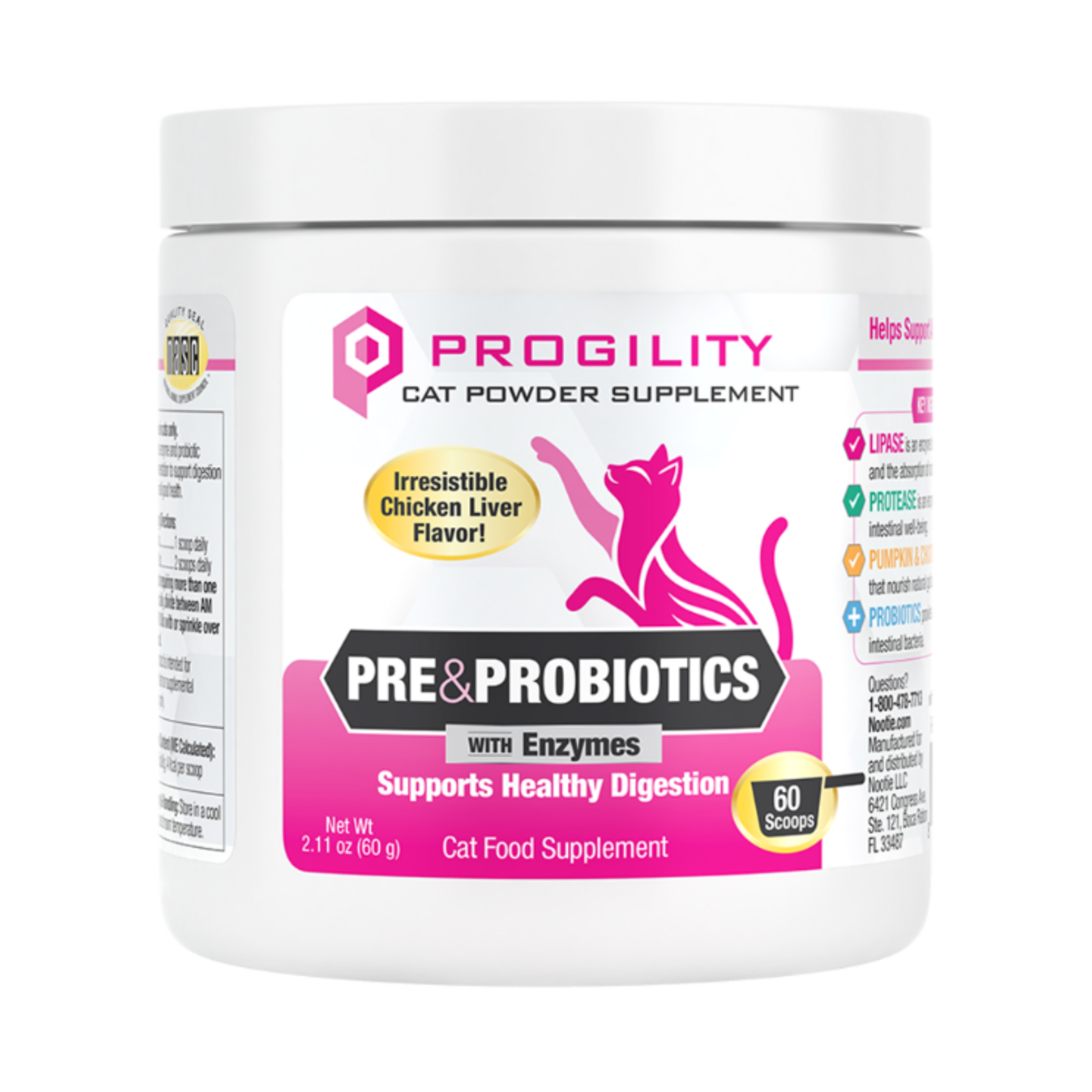 Nootie Nootie Cat Progility Digestive Support With Enzymes Powder - 60 Scoops