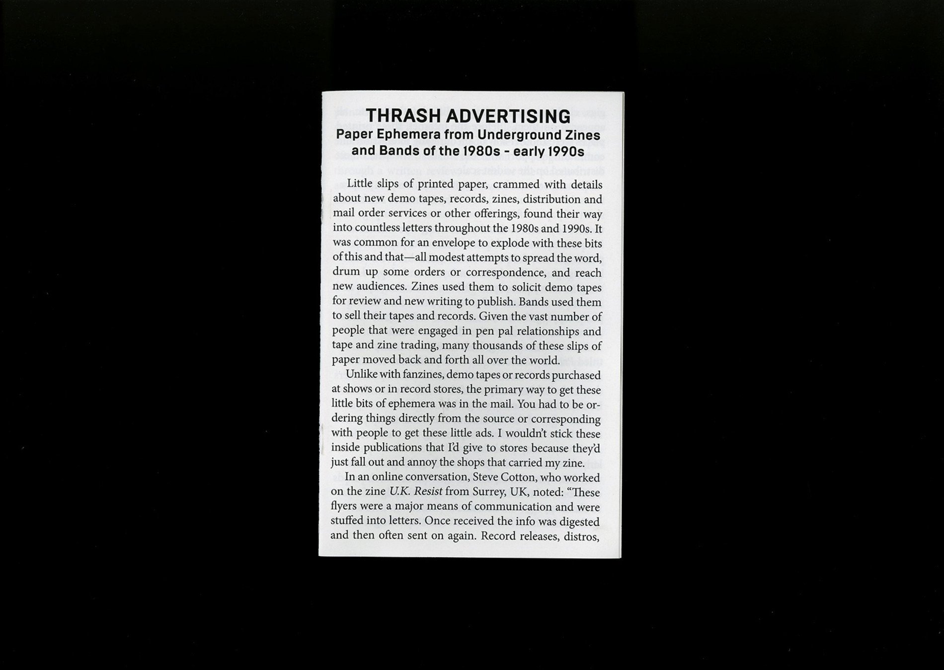 Temporary Services / Half Letter Press Hardcore Architecture: Thrash Advertising