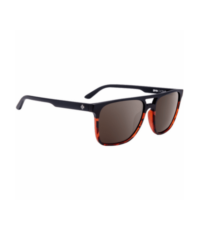 SPY CZAR MATTE BLACK TORT FADE SUNGLASSES w/ HAPPY BRZ PLR BLK SPC MIR LENS