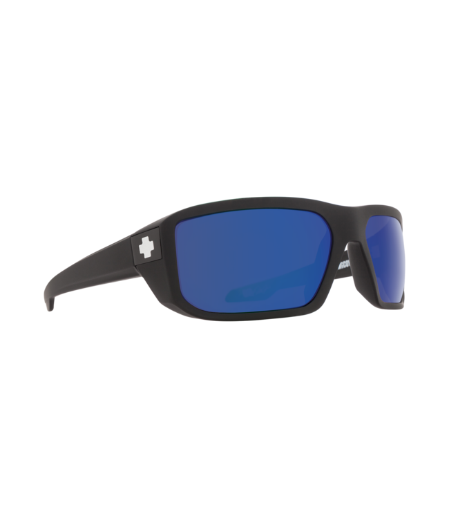 SPY MCCOY MATTE BLACK SUNGLASSES w/ HAPPY BRNZ PLR BLUE SPEC MIR LENS