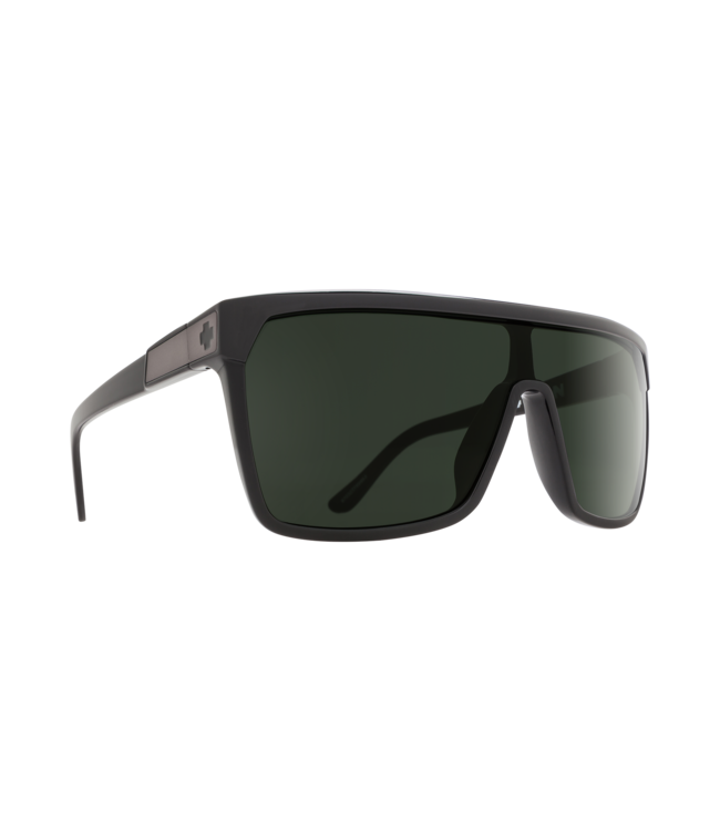 SPY FLYNN BLACK MATTE BLACK SUNGLASSES w/ HAPPY GRAY GREEN SPEC MIR LENS