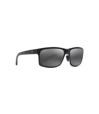 MAUI JIM POKOWAI ARCH MATTE BLACK SUNGLASSES w/ NEUTREL GRY PLR LENS